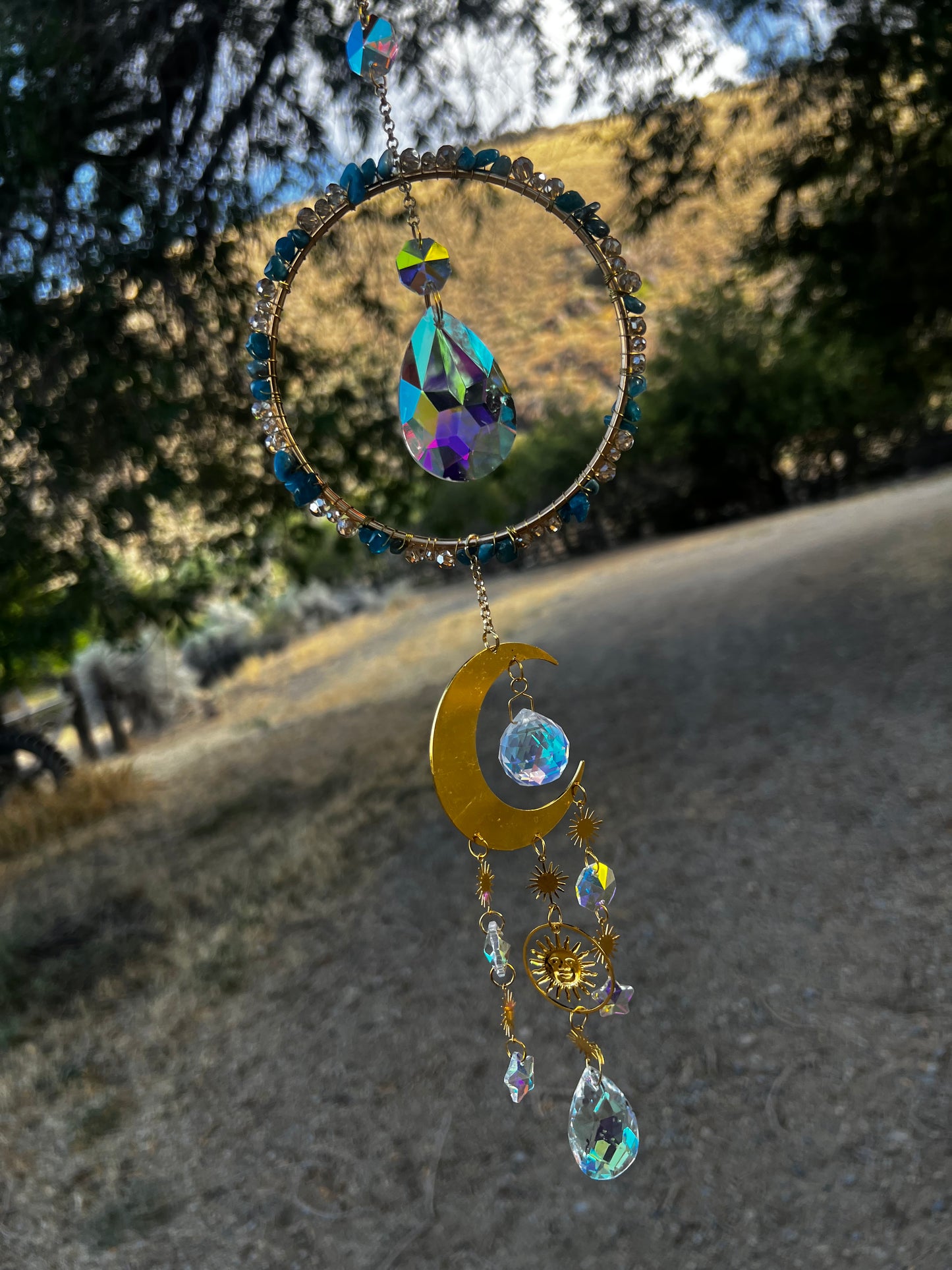“Sidra” Blue Apatite Crystal Celestial Suncatcher