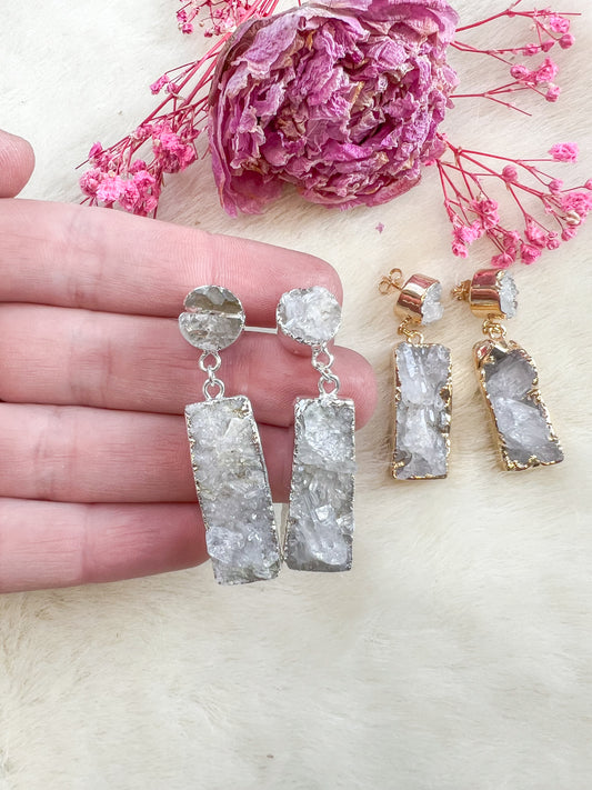 Druzy Quartz Drop Earrings