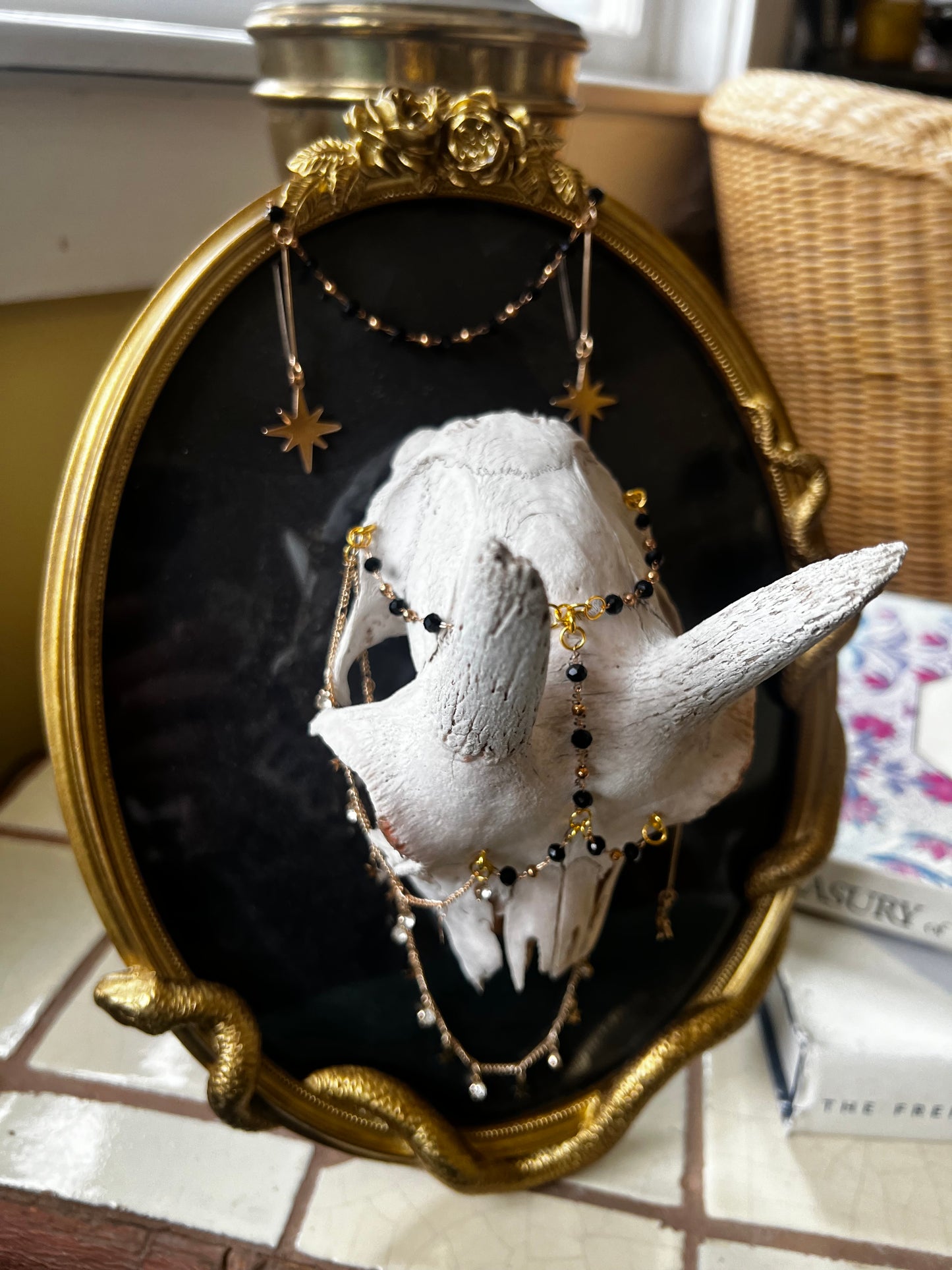 “Sirius” Goat Skull Framed Gothic Dark Academia Elestial Celestial Chained Artwork