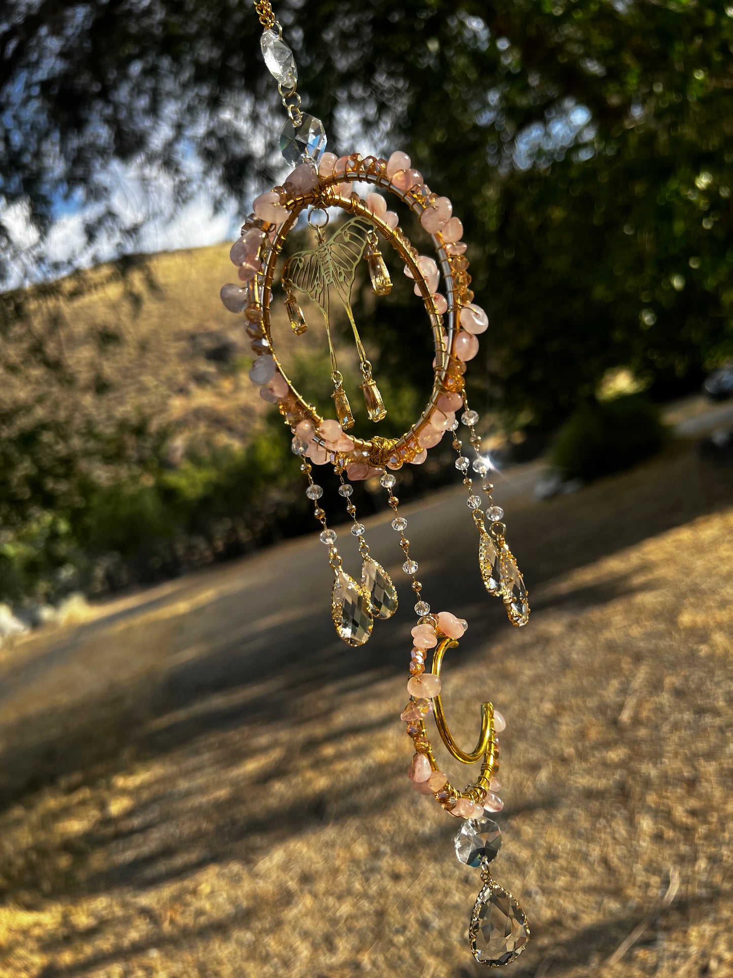 “Rienna” Rose Quartz Crystal Suncatcher