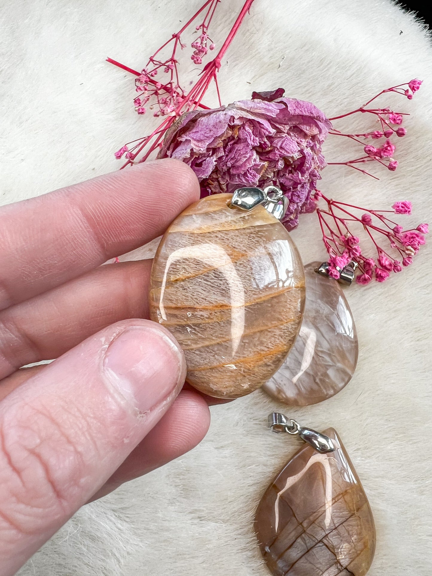 Peach Moonstone Pendants