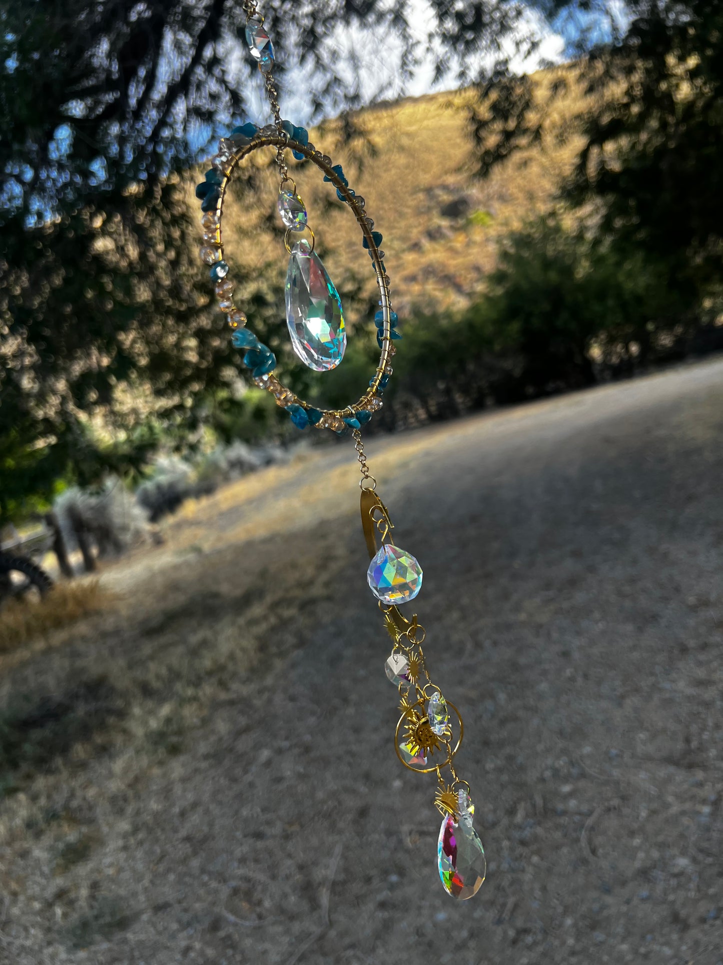 “Sidra” Blue Apatite Crystal Celestial Suncatcher