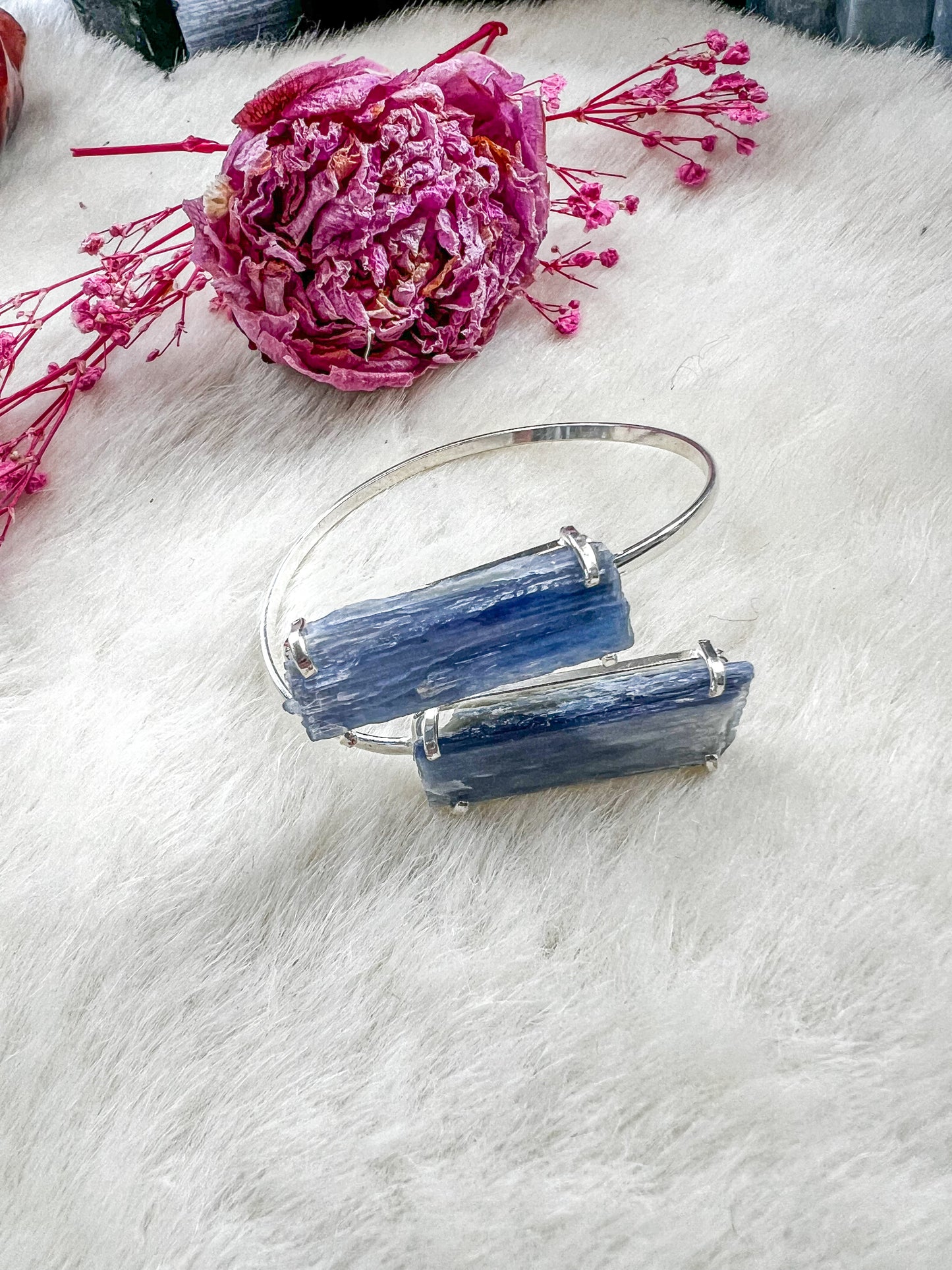 Blue Kyanite Silver Plated Adjustable Bracelet