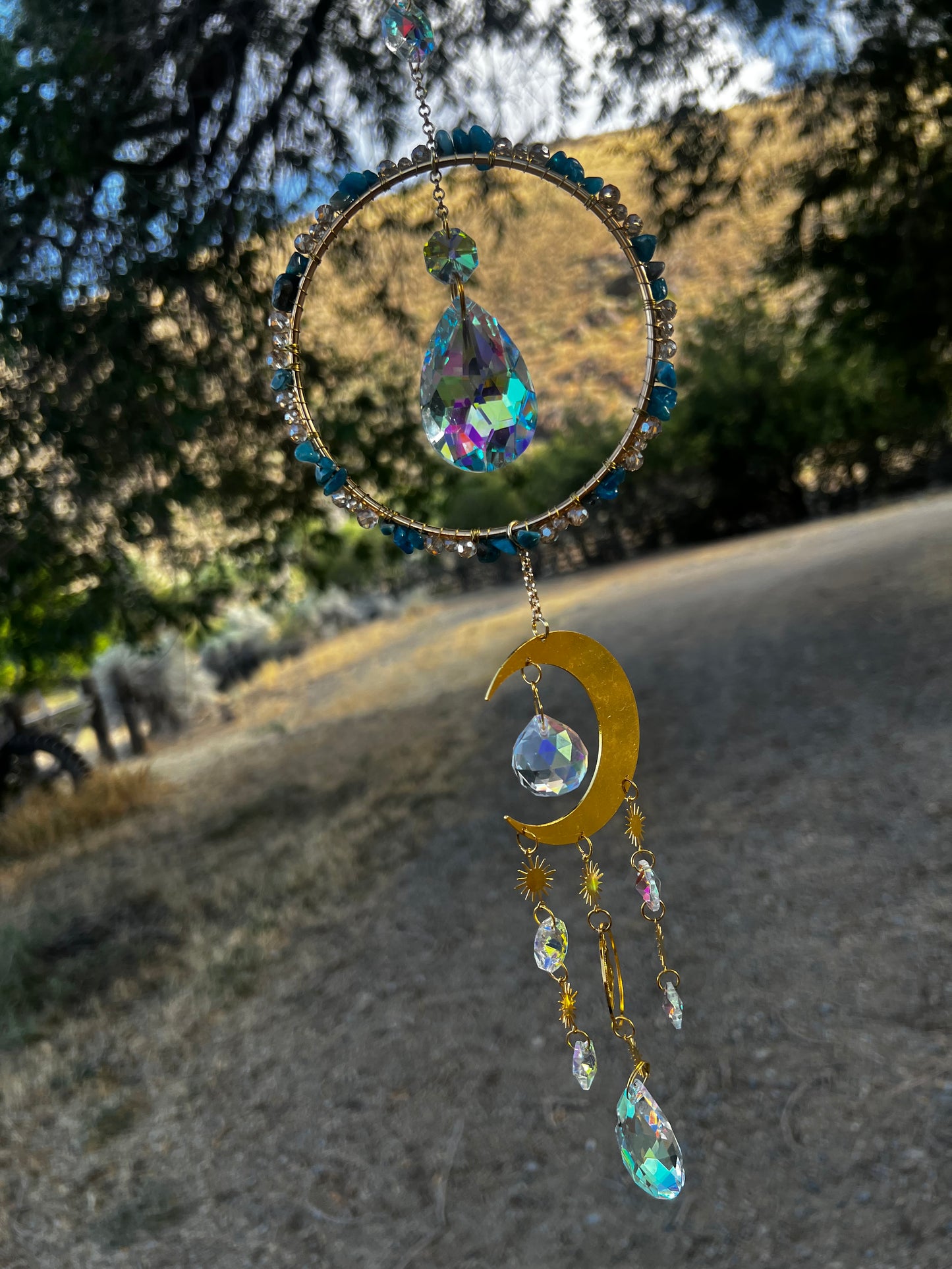 “Sidra” Blue Apatite Crystal Celestial Suncatcher