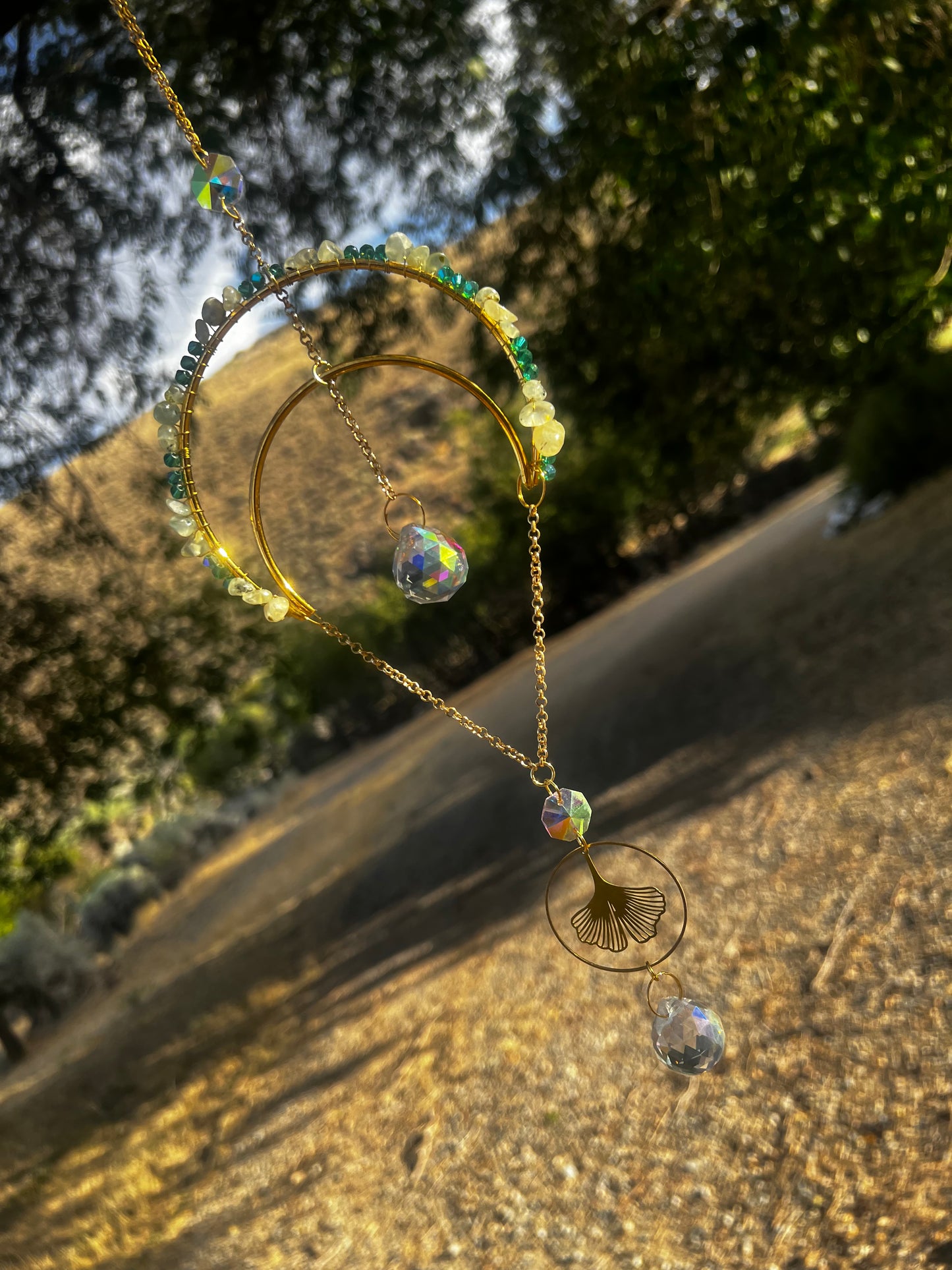 “Filly” Prehnite Crystal Suncatcher