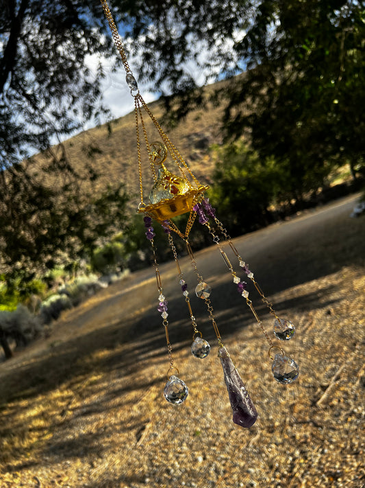 “Mirabell” Amethyst Crystal Incense Suncatcher