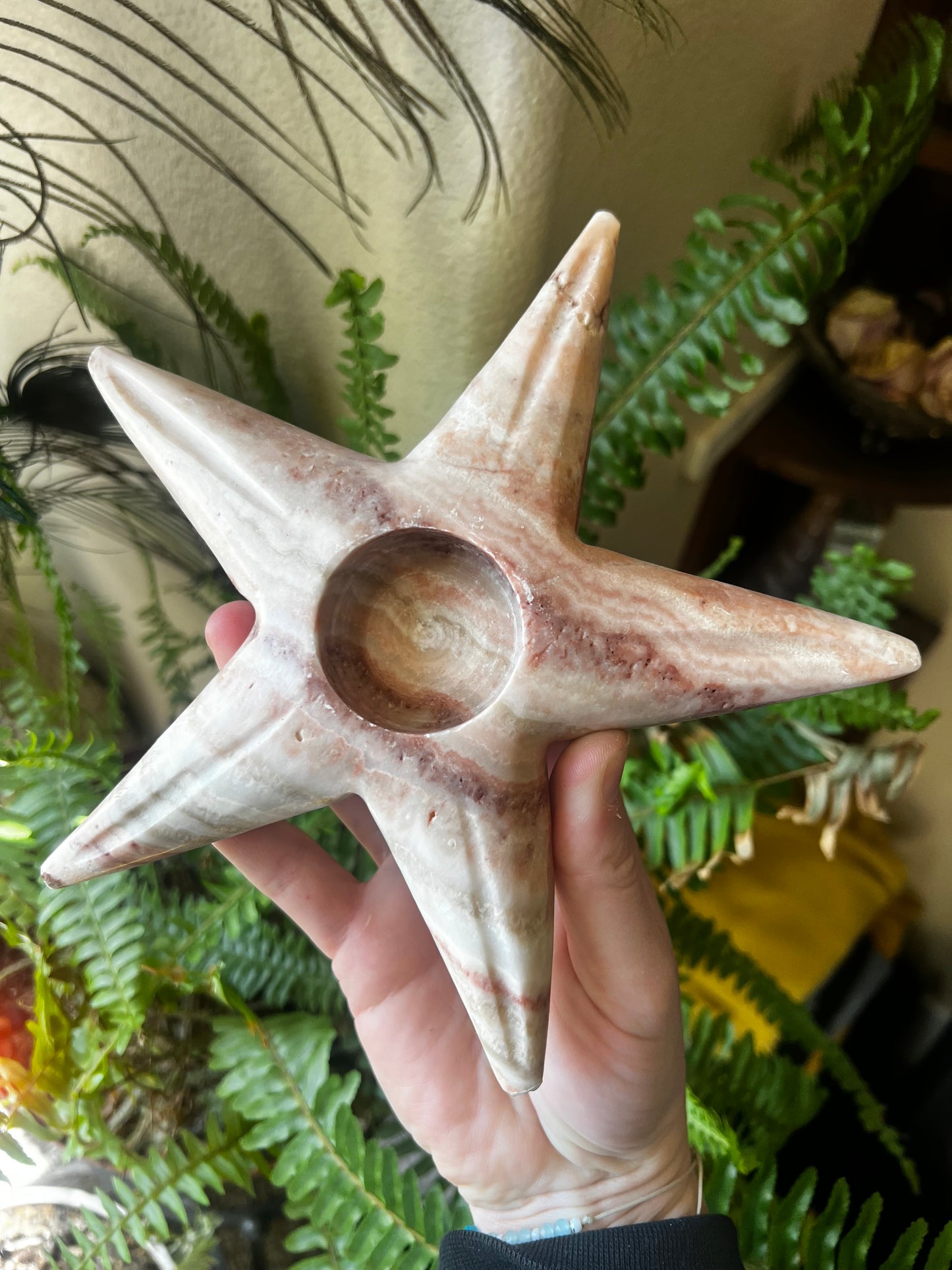 Calcite Starfish Candle Holder Carving