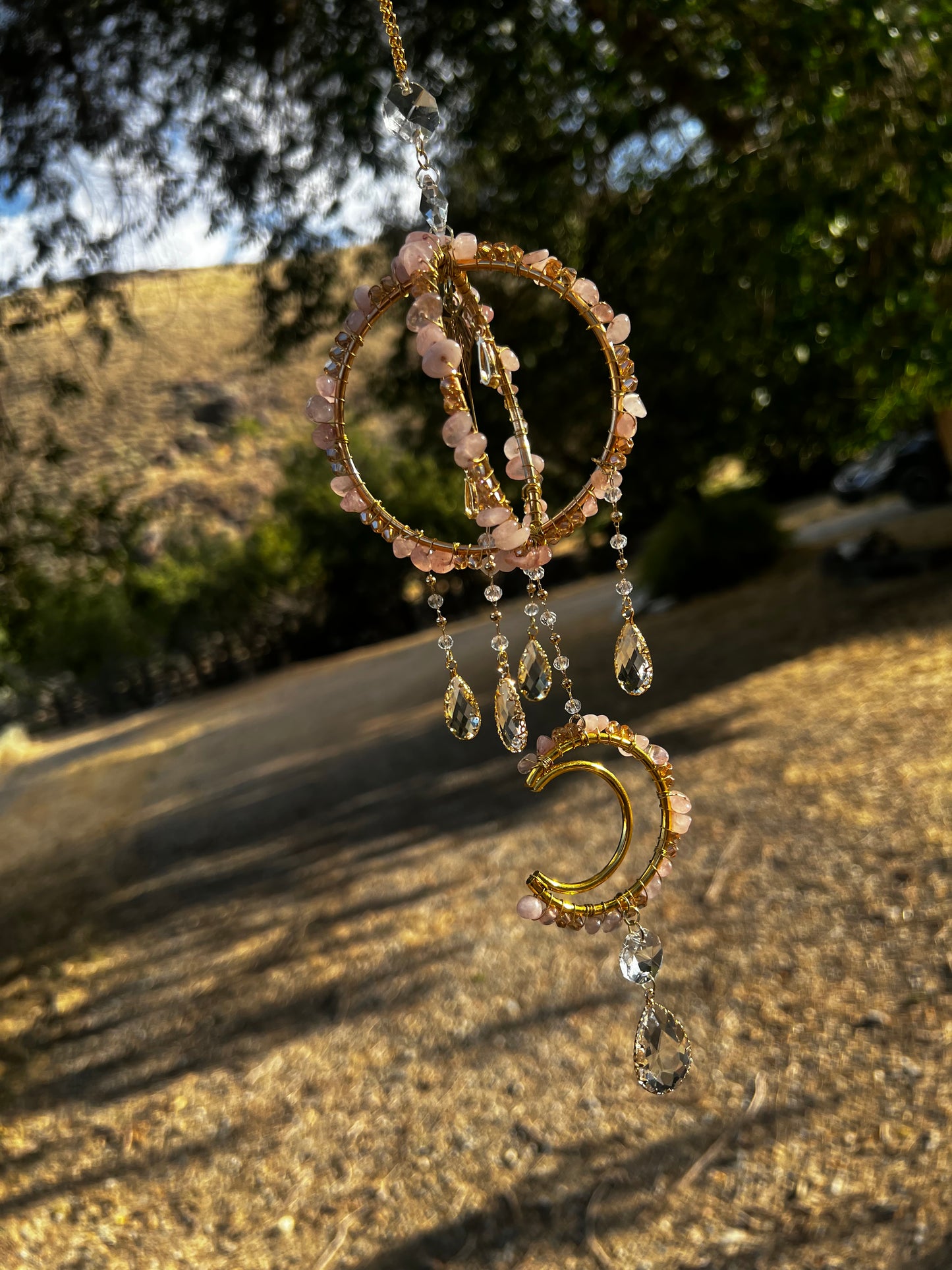 “Rienna” Rose Quartz Crystal Suncatcher