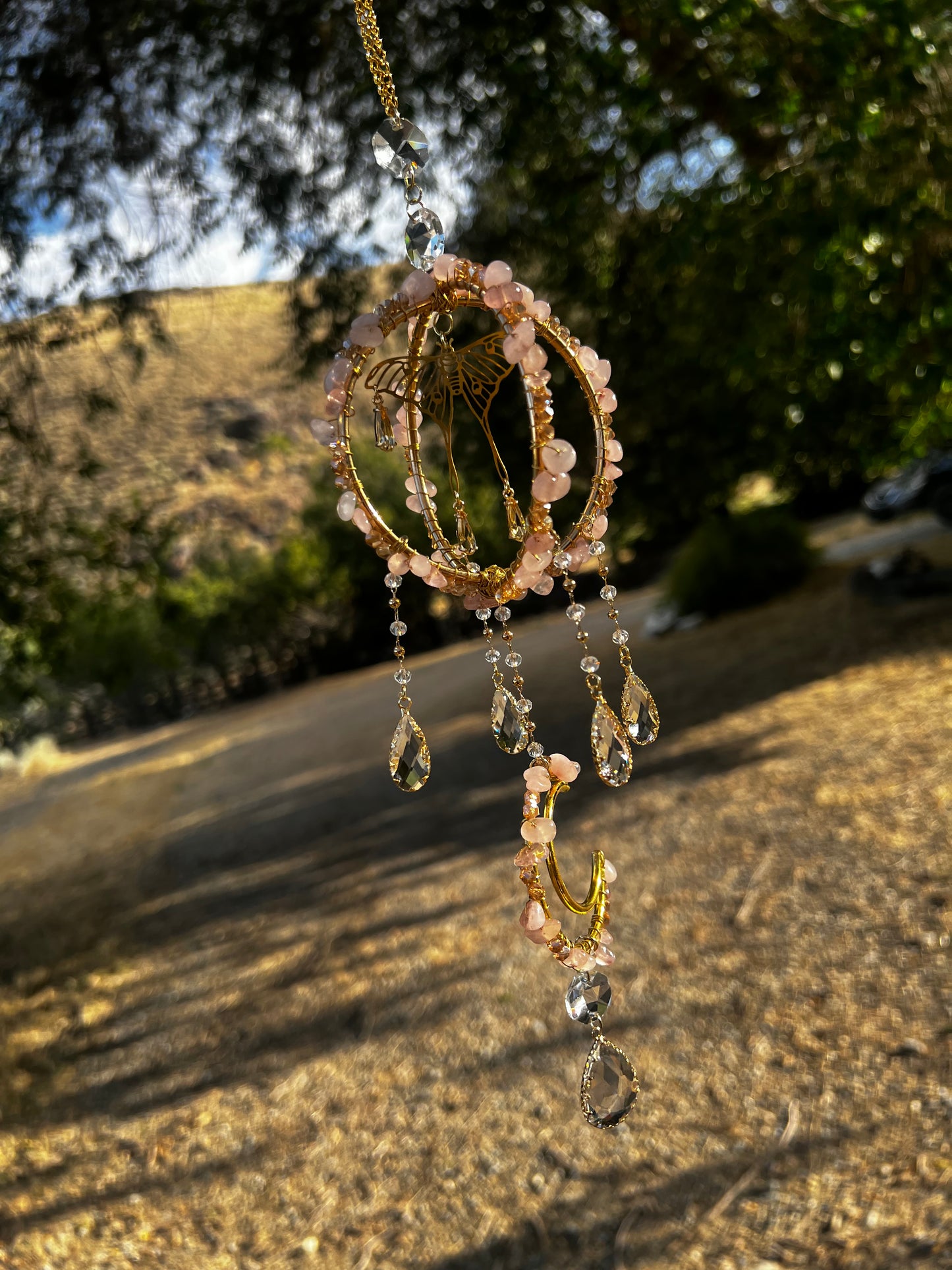 “Rienna” Rose Quartz Crystal Suncatcher