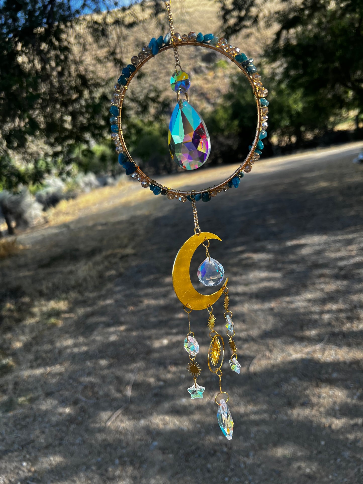 “Sidra” Blue Apatite Crystal Celestial Suncatcher