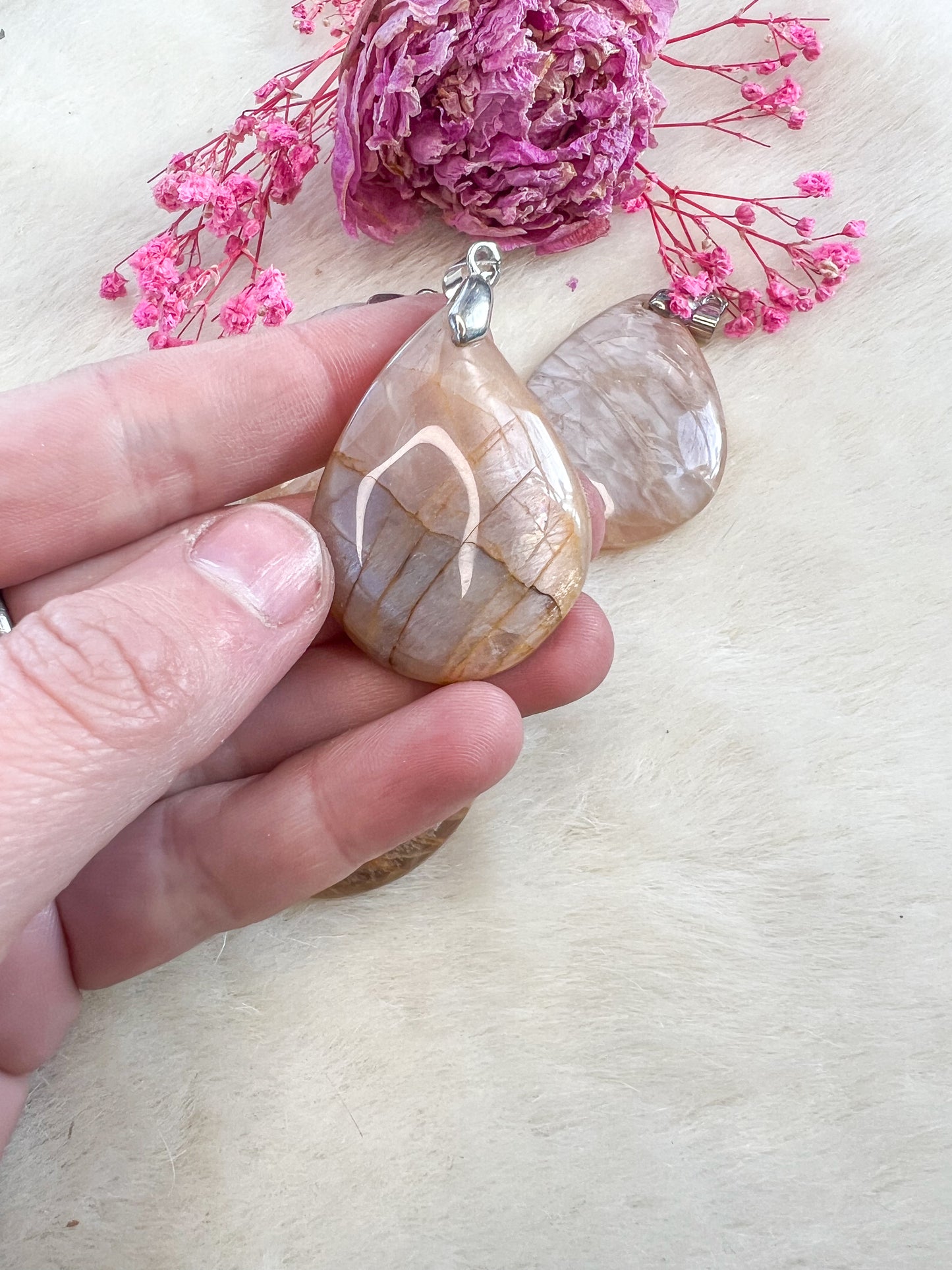 Peach Moonstone Pendants