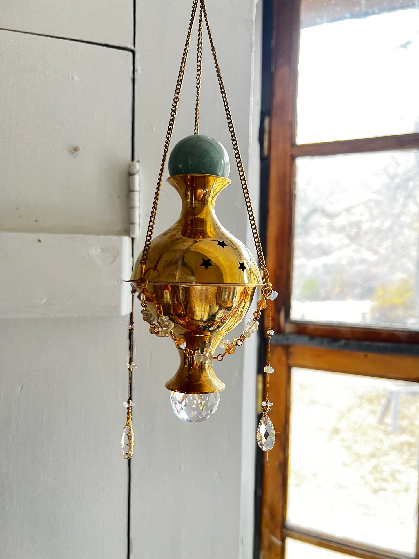 “Flora” crystal incense suncatcher