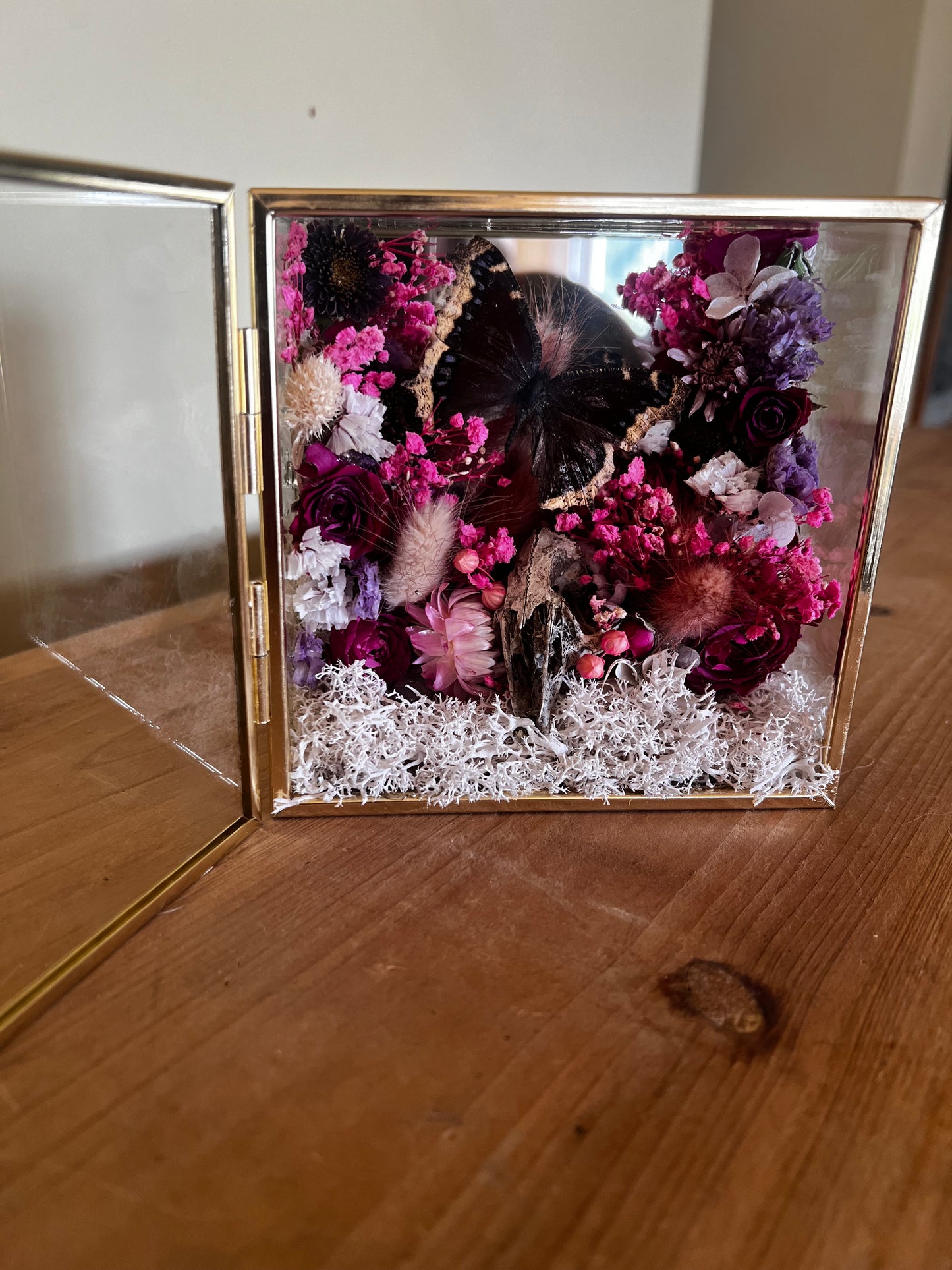 “Temple of Bloom” Butterfly Rabbit Skull Floral Botanical Taxidermy Oddities Shadowbox Artwork