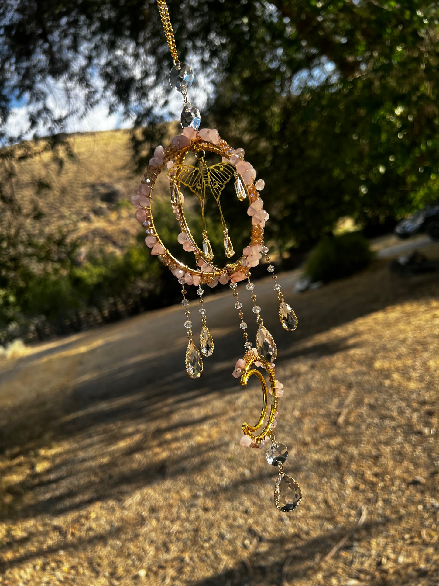 “Rienna” Rose Quartz Crystal Suncatcher