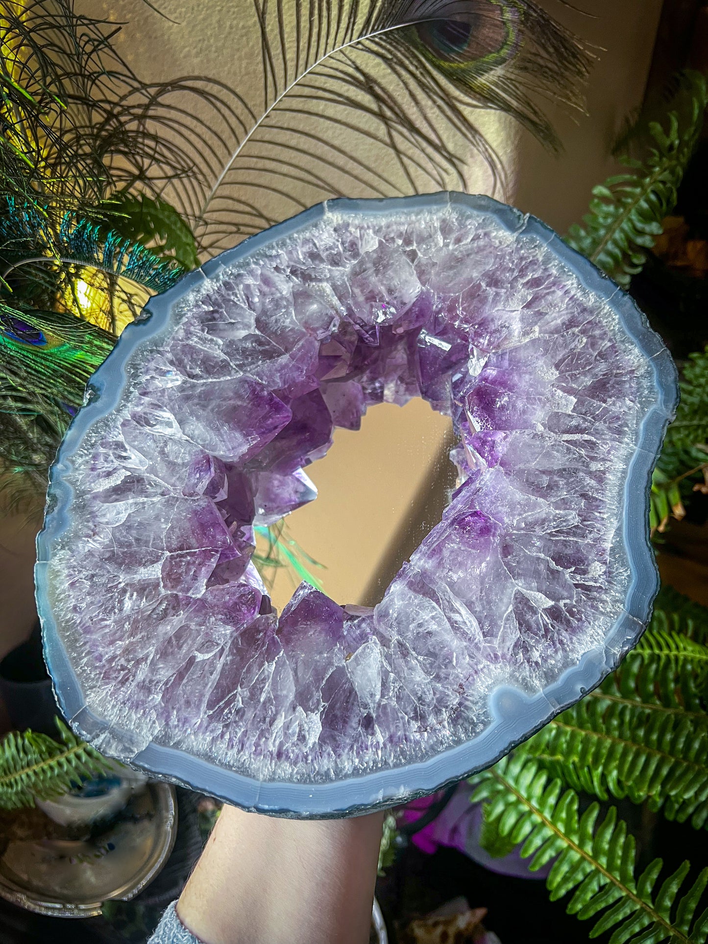 Amethyst Mirror with Metal Stand #A