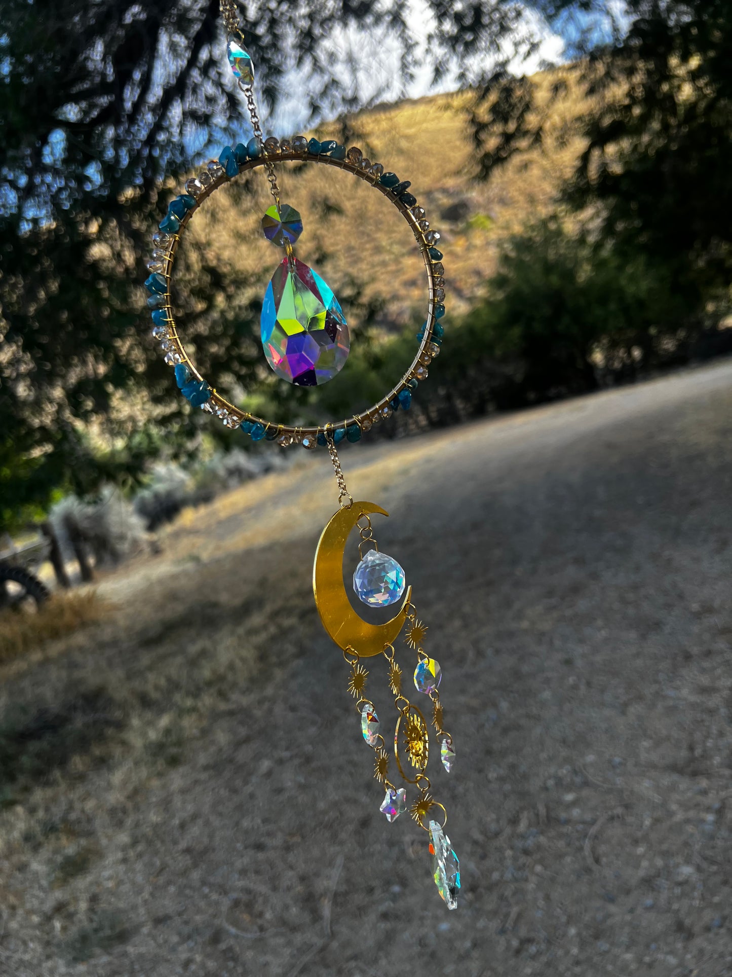 “Sidra” Blue Apatite Crystal Celestial Suncatcher
