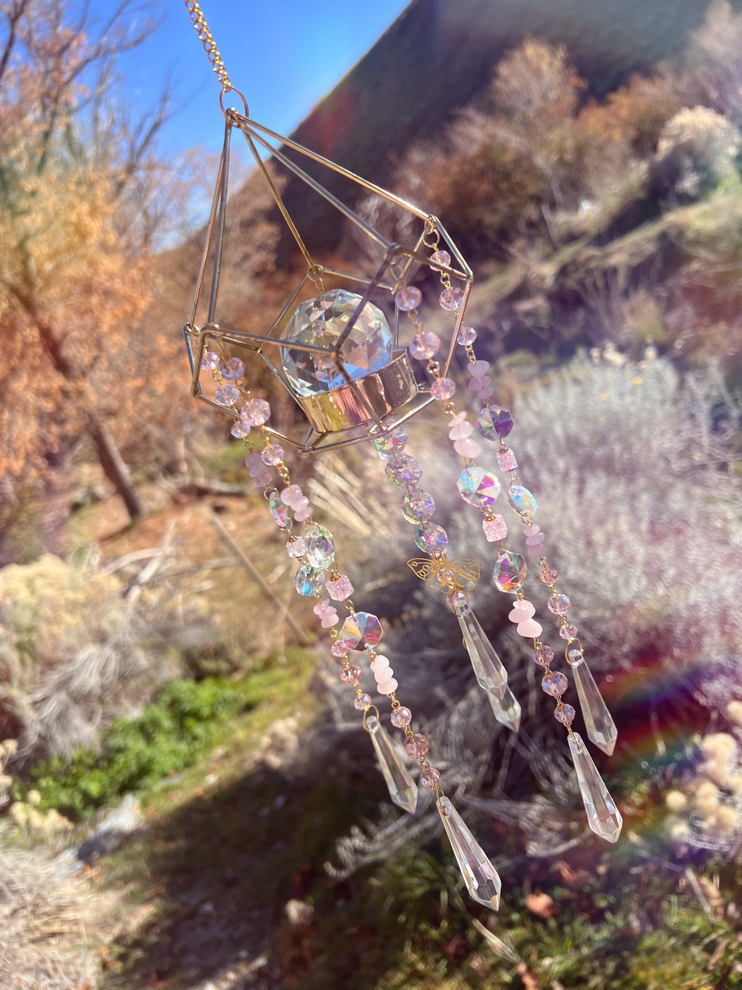 Adelia Enchanted Rose Quartz Suncatcher