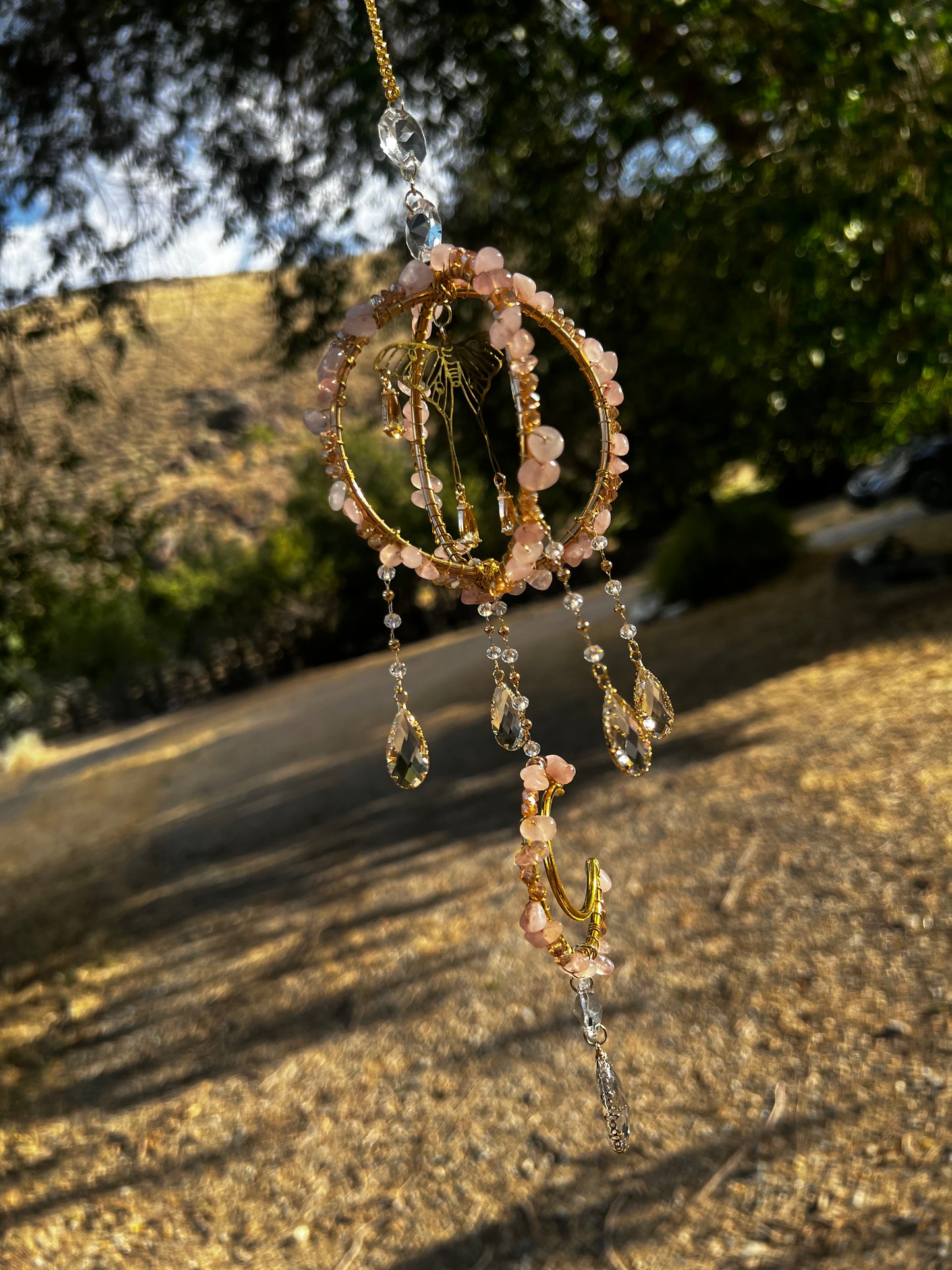 “Rienna” Rose Quartz Crystal Suncatcher