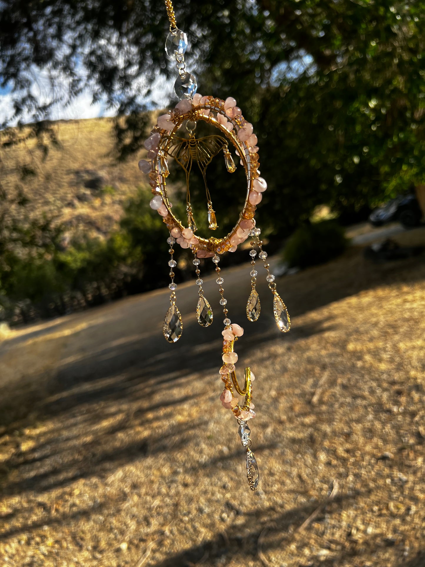 “Rienna” Rose Quartz Crystal Suncatcher