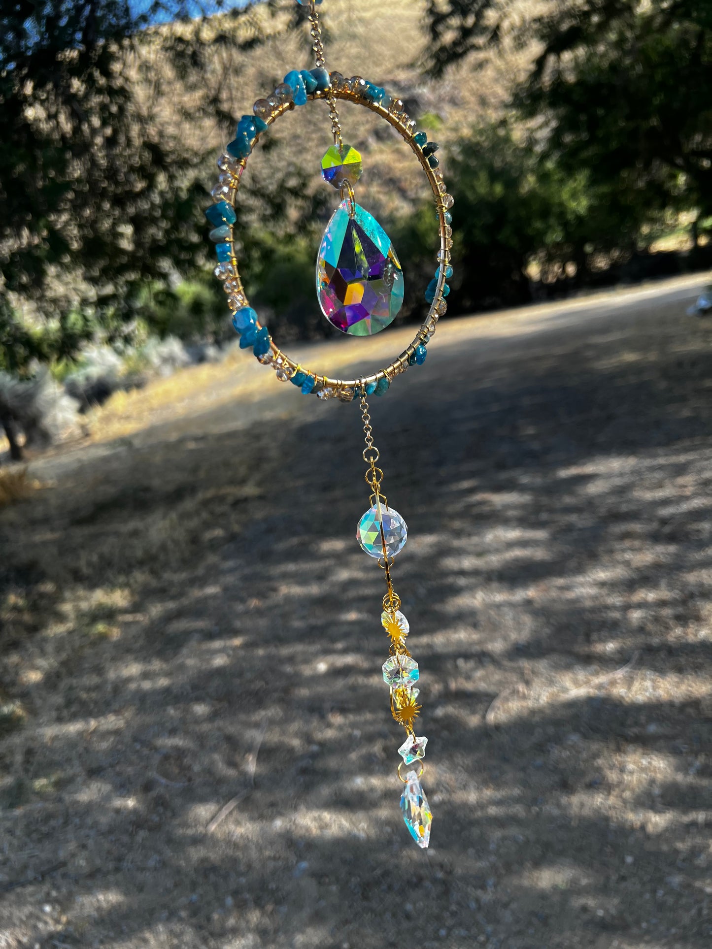 “Sidra” Blue Apatite Crystal Celestial Suncatcher