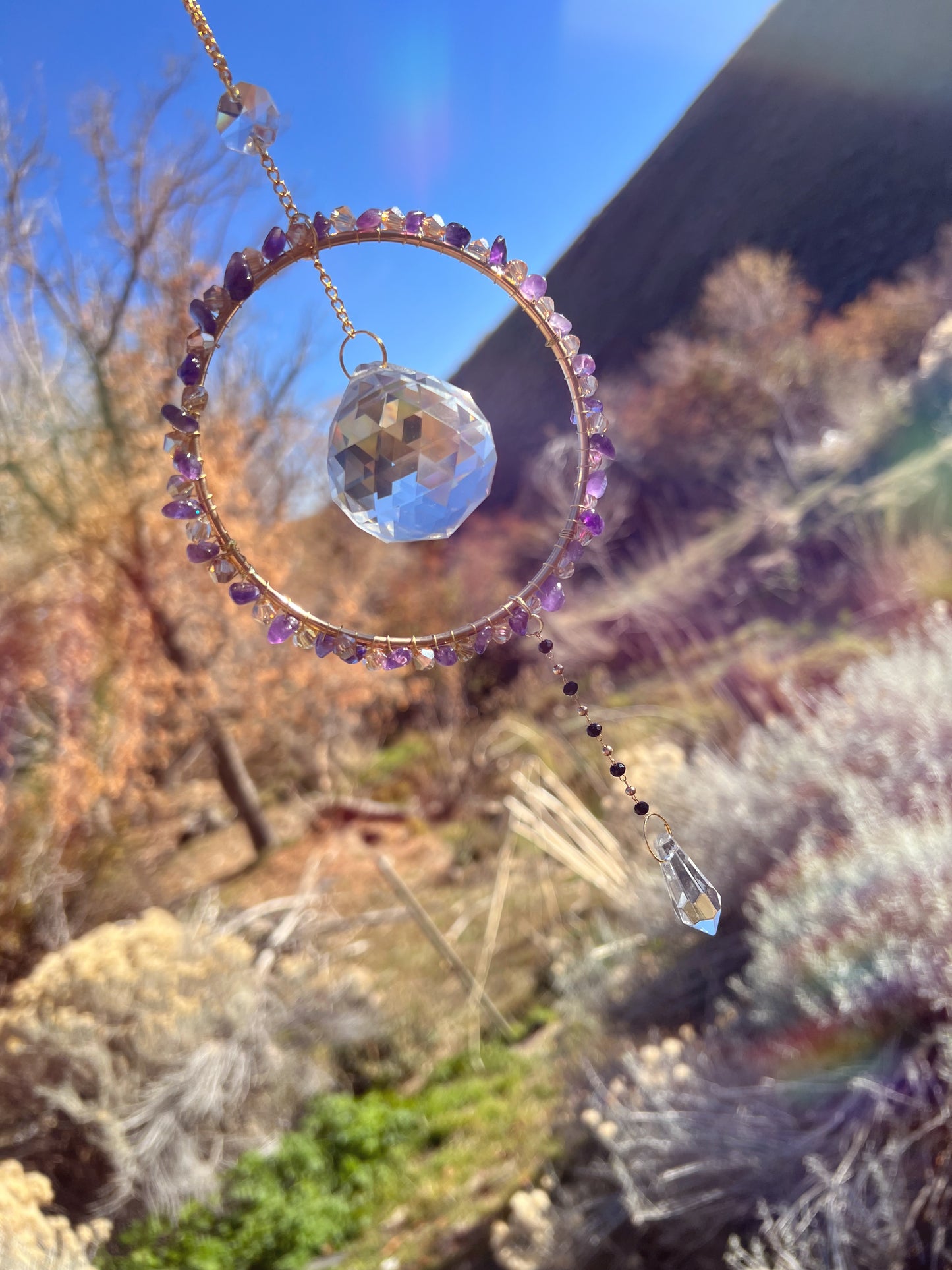 Ruth Lavender–Gold Ring Suncatcher