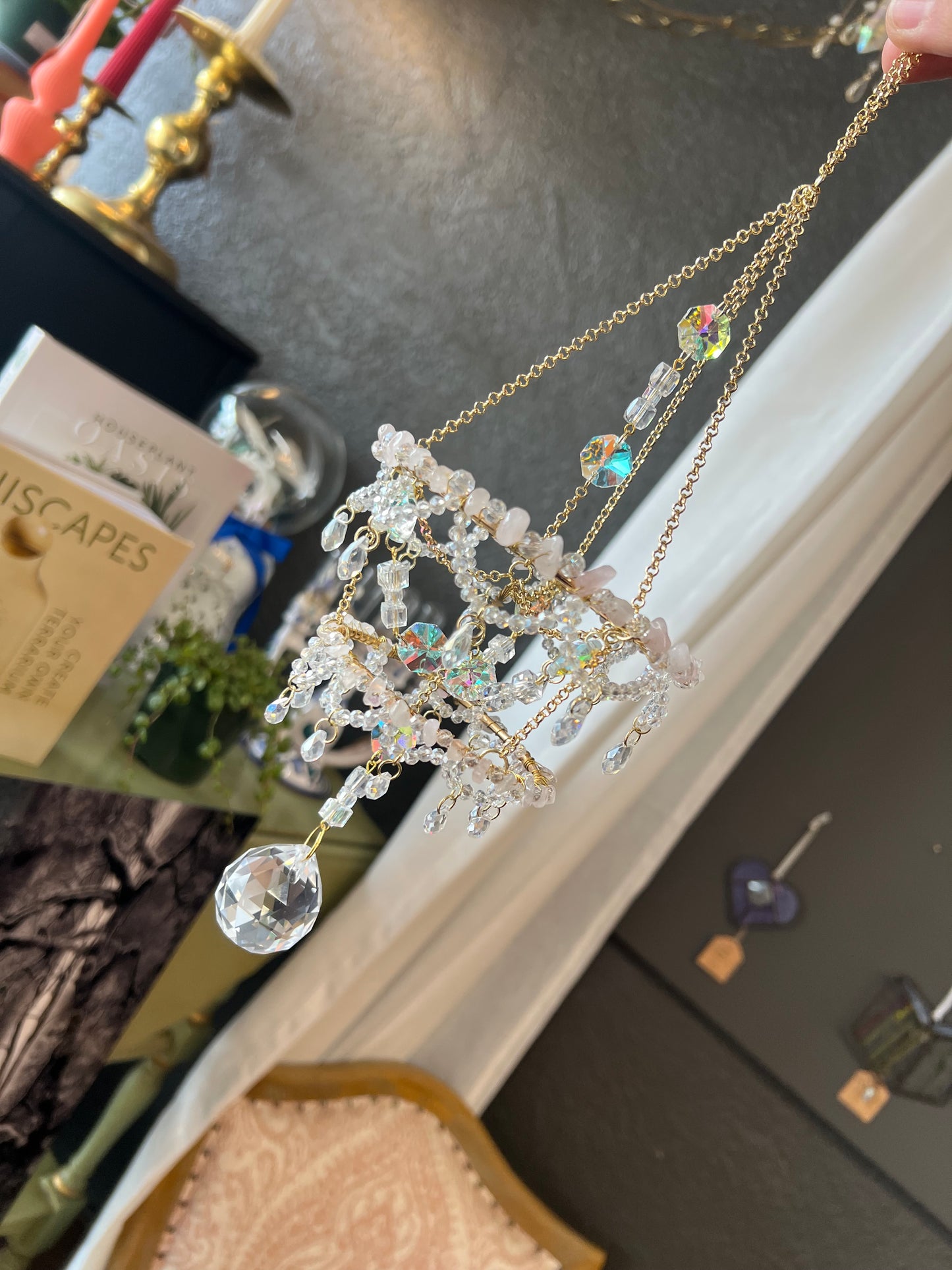 Arya Chandelier Rose Quartz Suncatcher