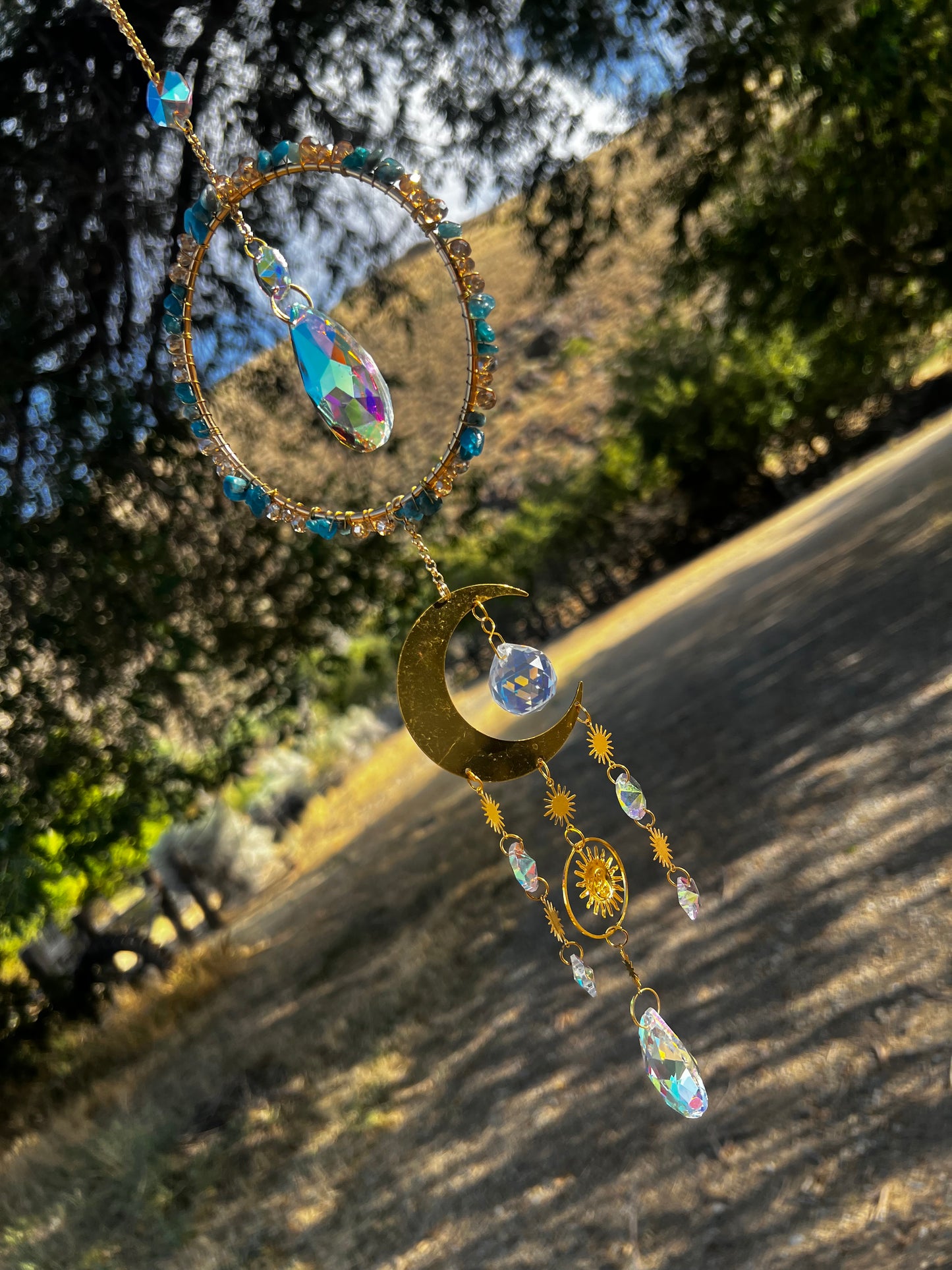 “Sidra” Blue Apatite Crystal Celestial Suncatcher
