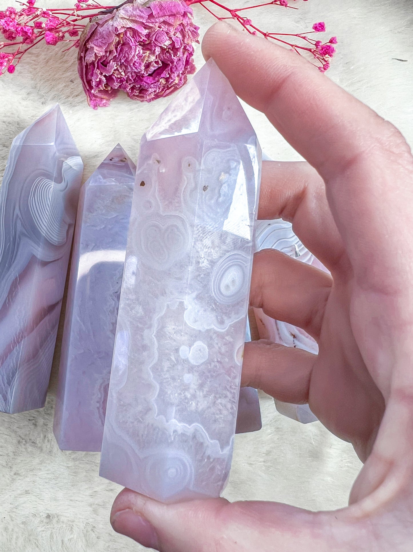 Pink Jelly Agate Towers