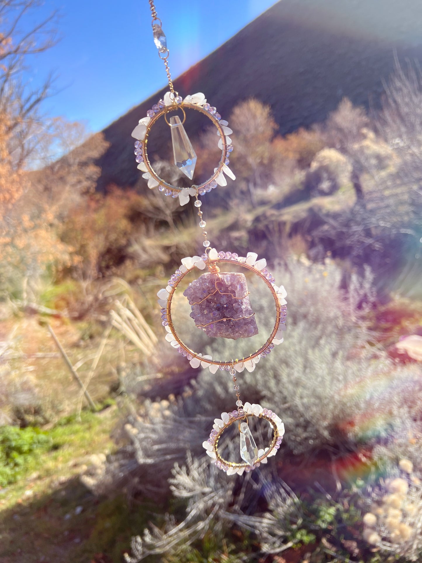 Violet Ethereal Amethyst Aura Ring Suncatcher