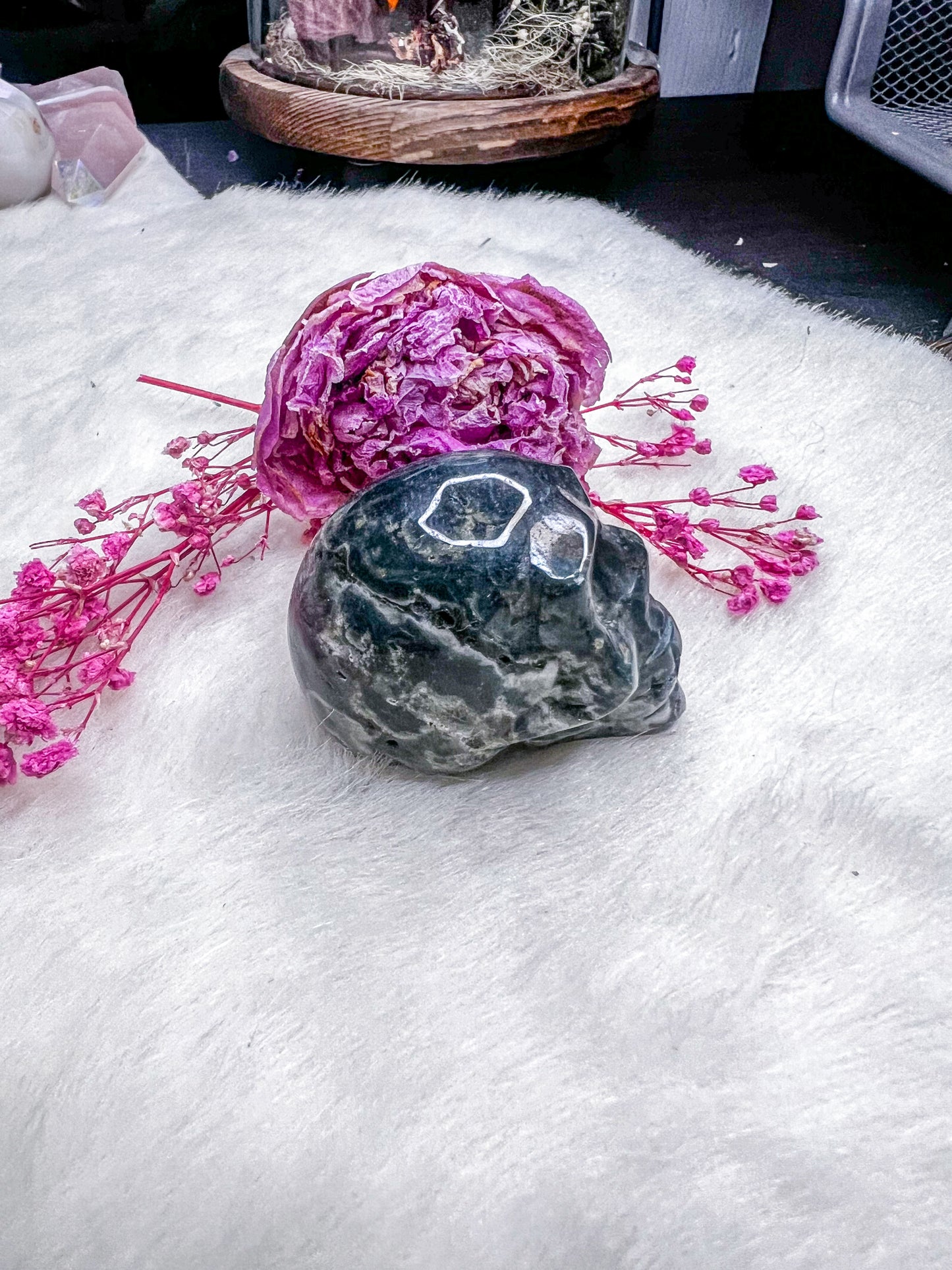 Green Sea Jasper Skull