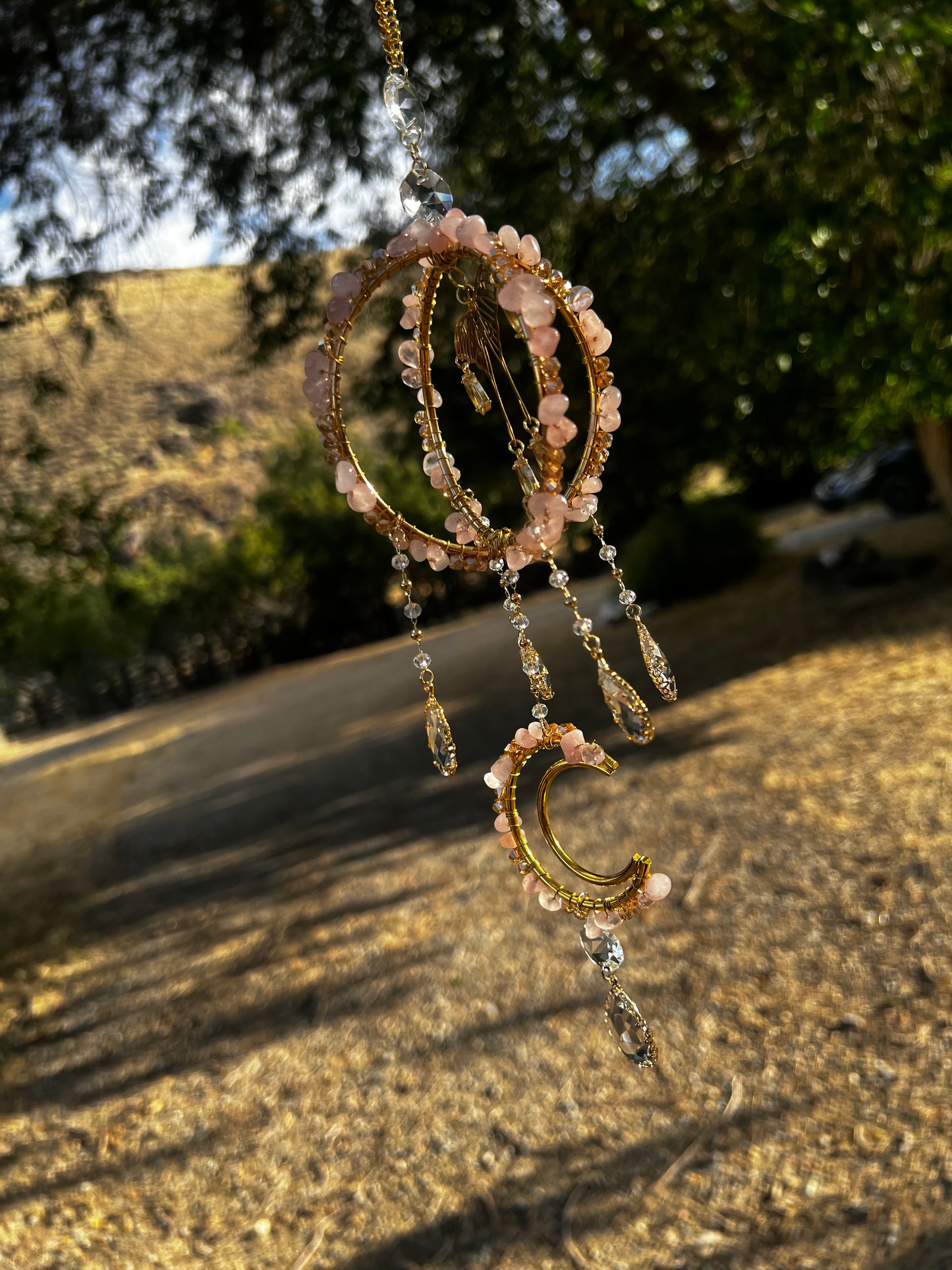 “Rienna” Rose Quartz Crystal Suncatcher