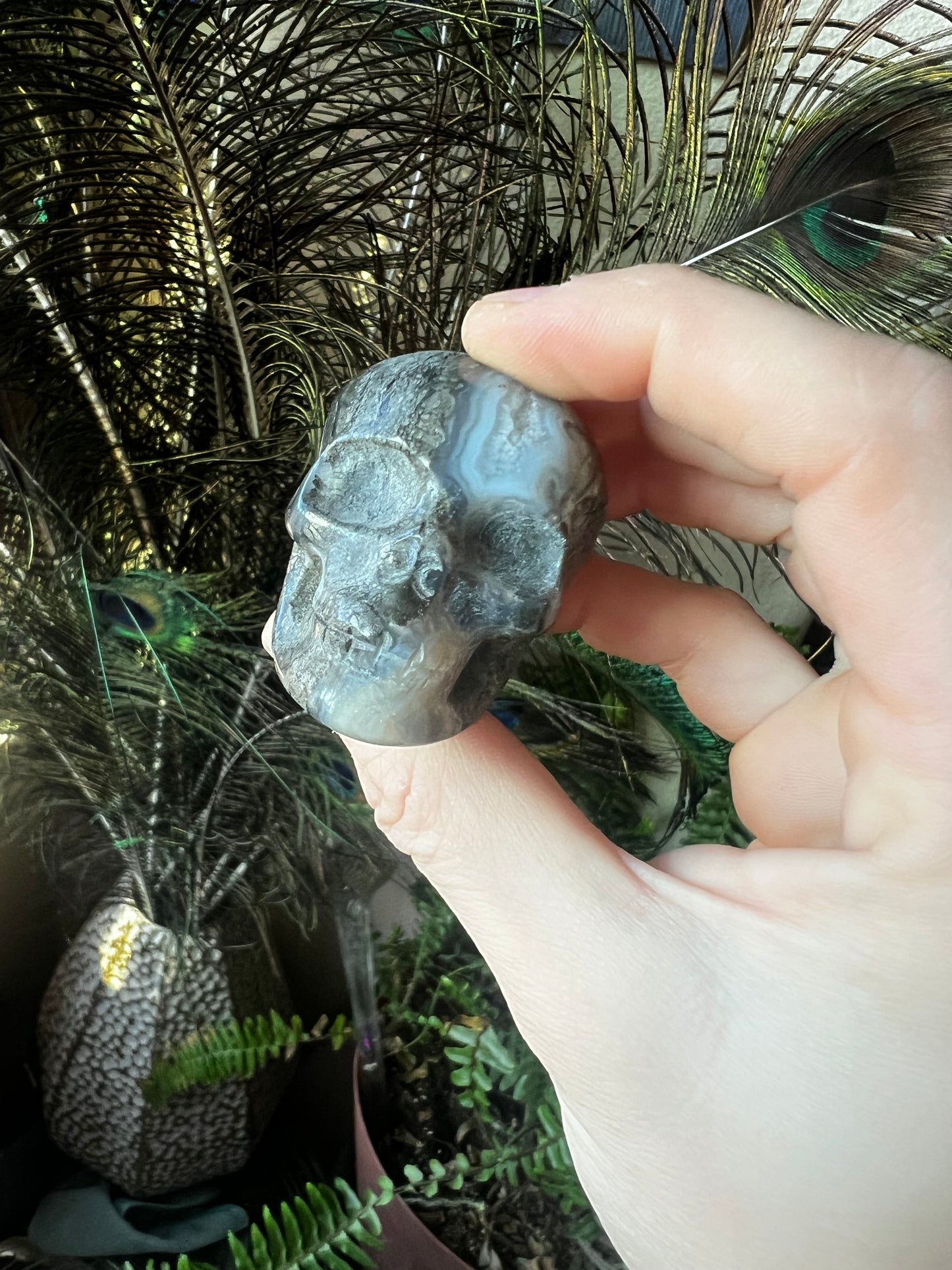 Marcasite Pyrite Agate Skull