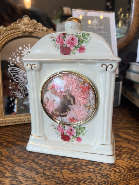 Paisley Moth Insect Floral Vintage Antique Ceramic Clock Artowork