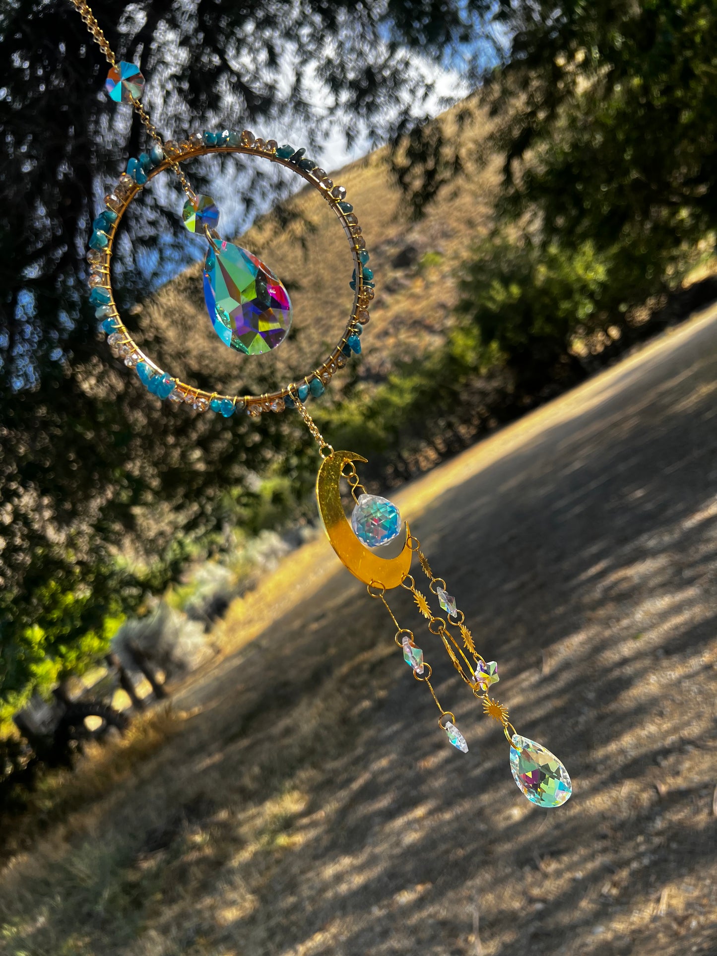 “Sidra” Blue Apatite Crystal Celestial Suncatcher