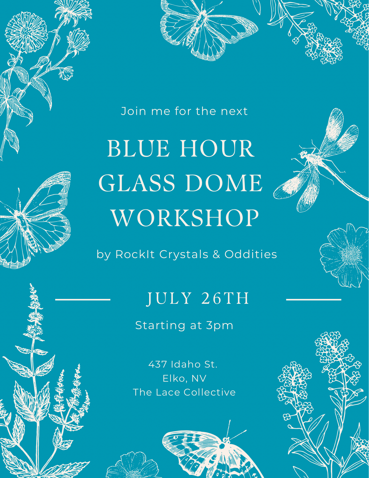 Blue Hour Butterfly Glass Dome Workshop