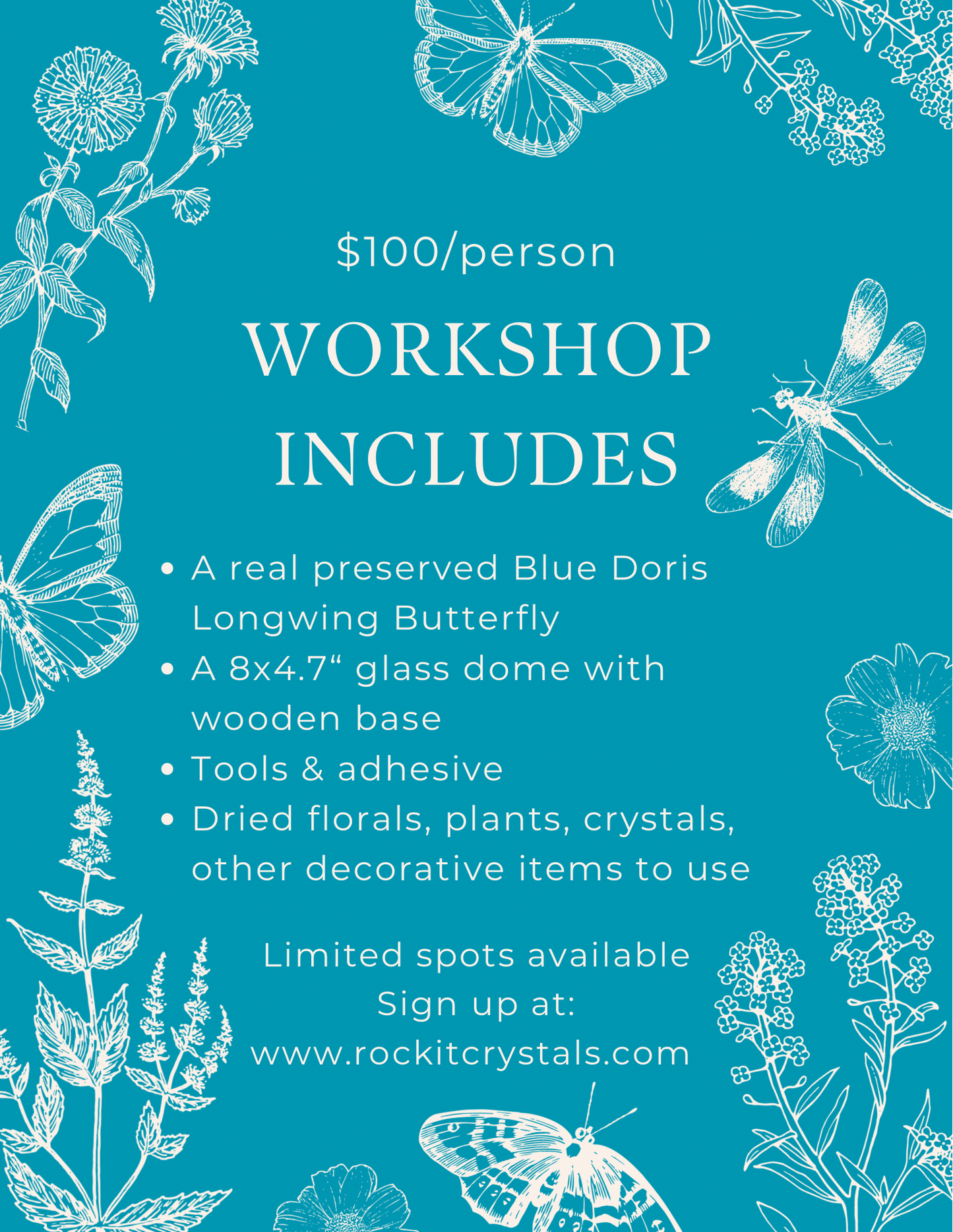 Blue Hour Butterfly Glass Dome Workshop