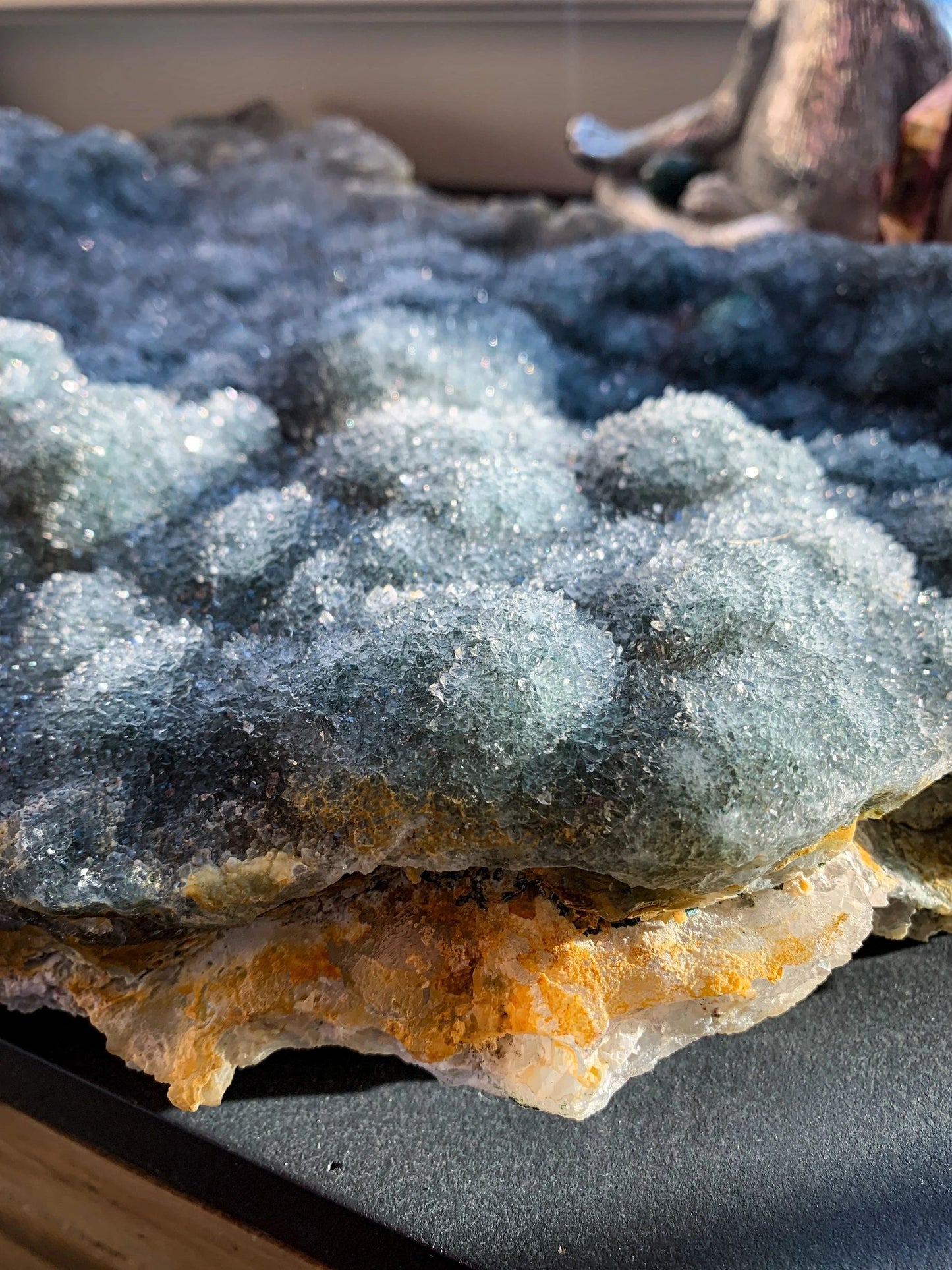 Green Amethyst Prasiolite Druzy Natural Cluster Slab