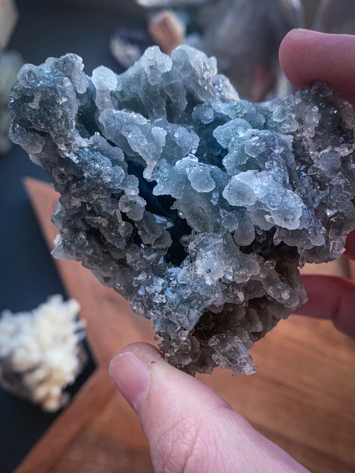 Black Chalcedony with Apophyllite Cluster #P