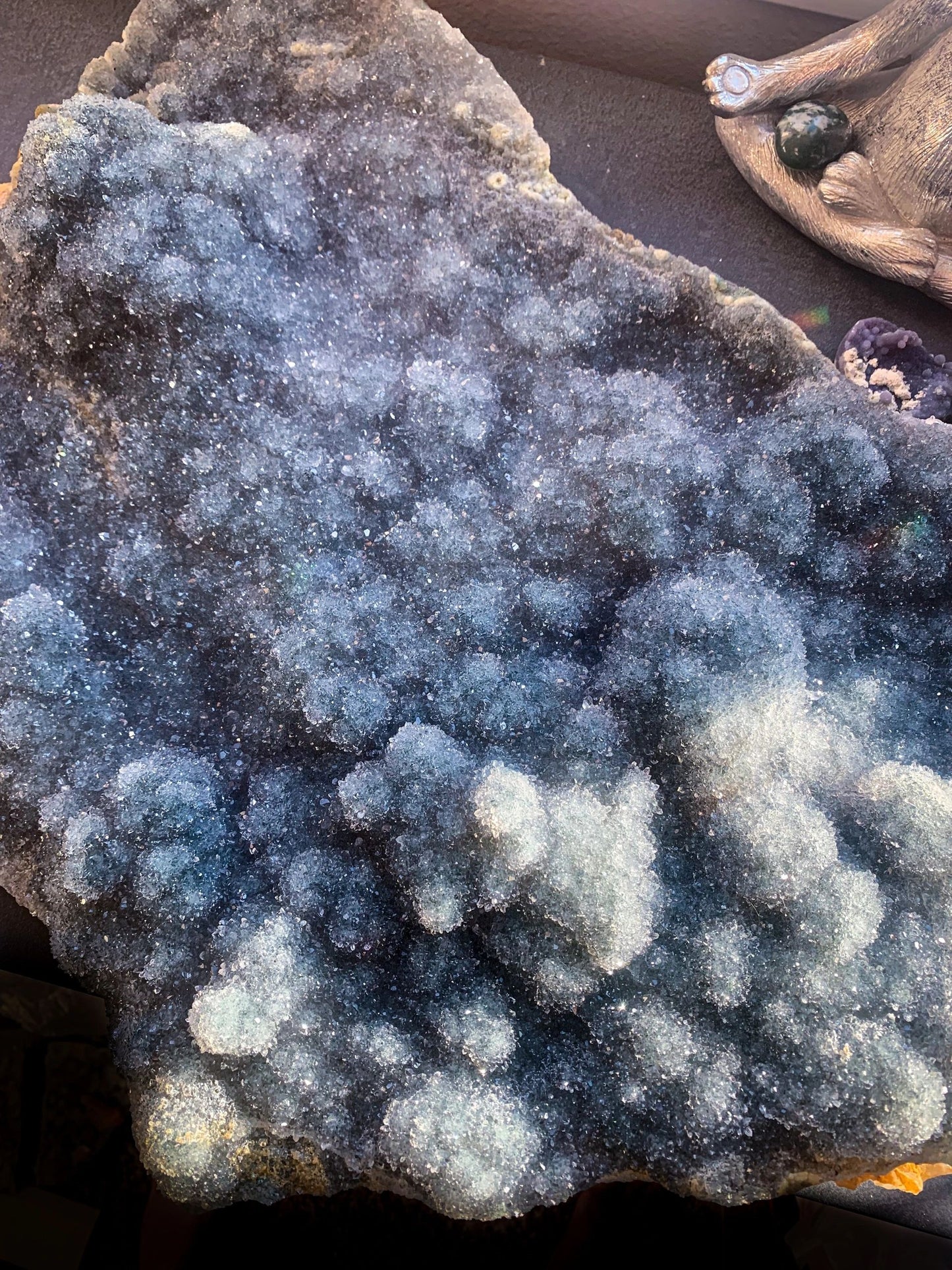 Green Amethyst Prasiolite Druzy Natural Cluster Slab