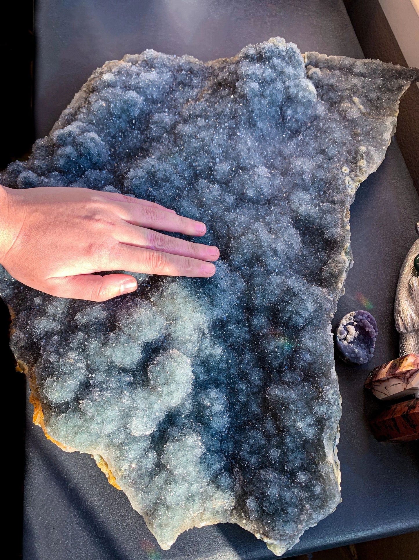 Green Amethyst Prasiolite Druzy Natural Cluster Slab