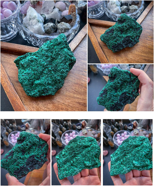 Raw Fibrous Malachite