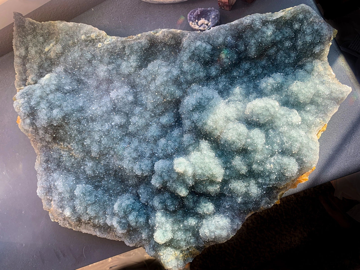 Green Amethyst Prasiolite Druzy Natural Cluster Slab