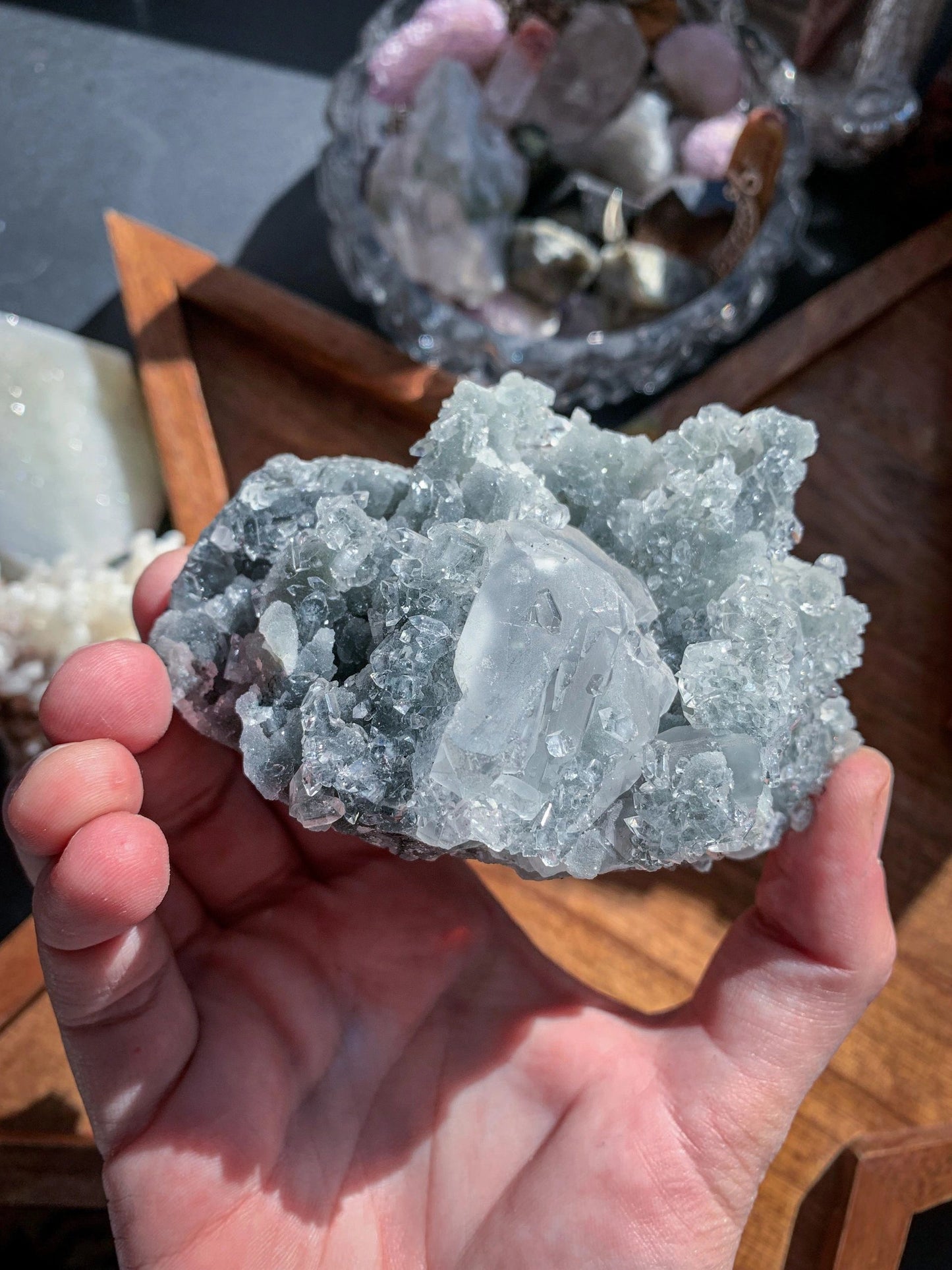 Black Chalcedony with Apophyllite Cluster #G