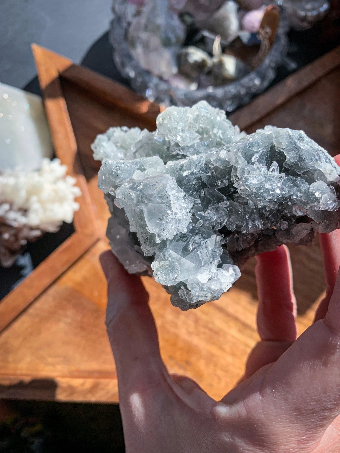 Black Chalcedony with Apophyllite Cluster #G