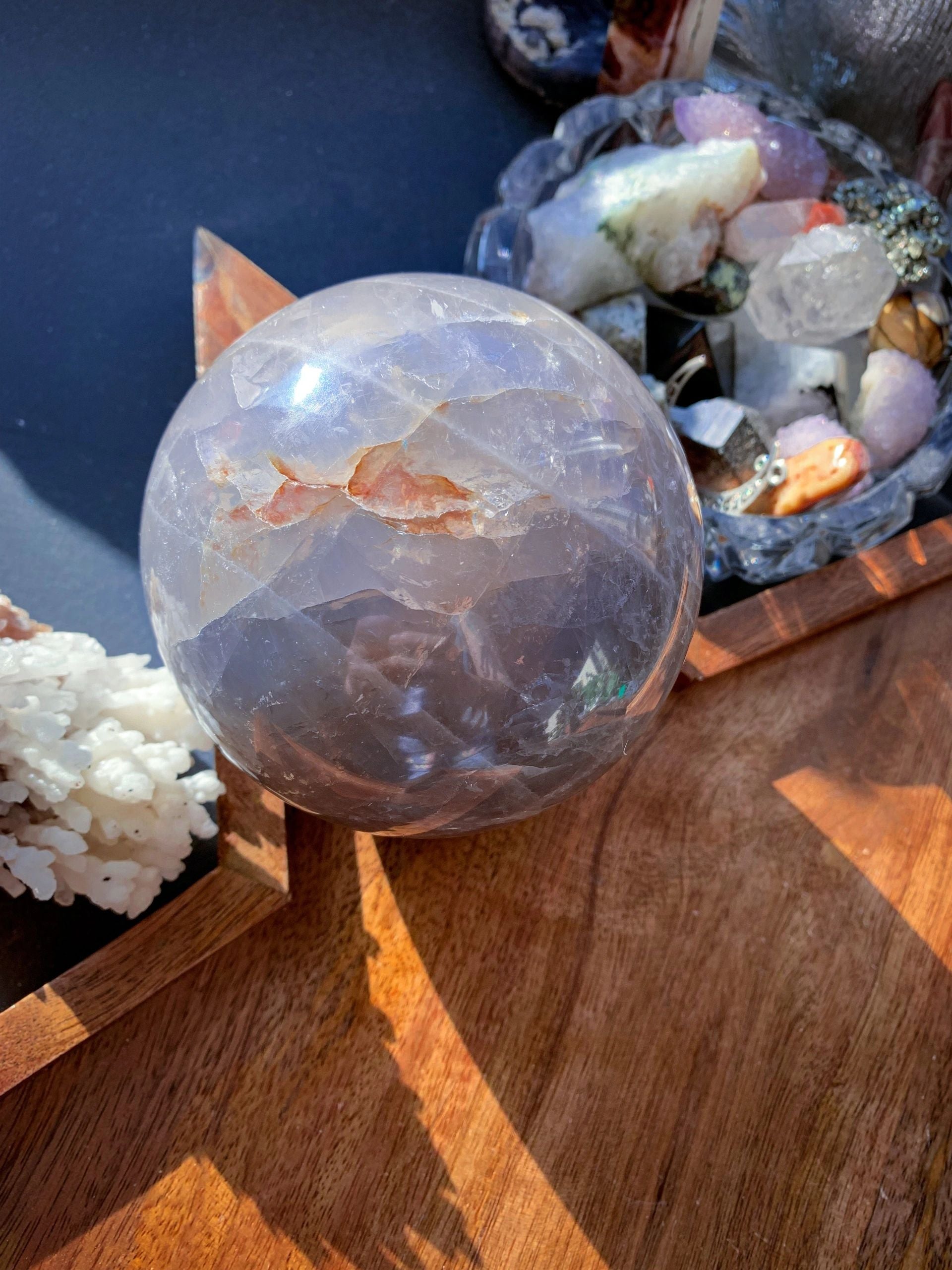 Blue Rose Quartz Extra Large Sphere #A