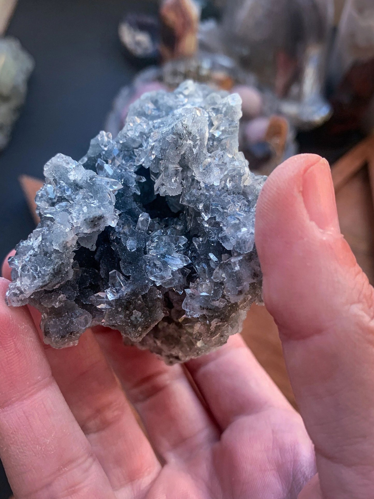 Black Chalcedony with Apophyllite Cluster #P