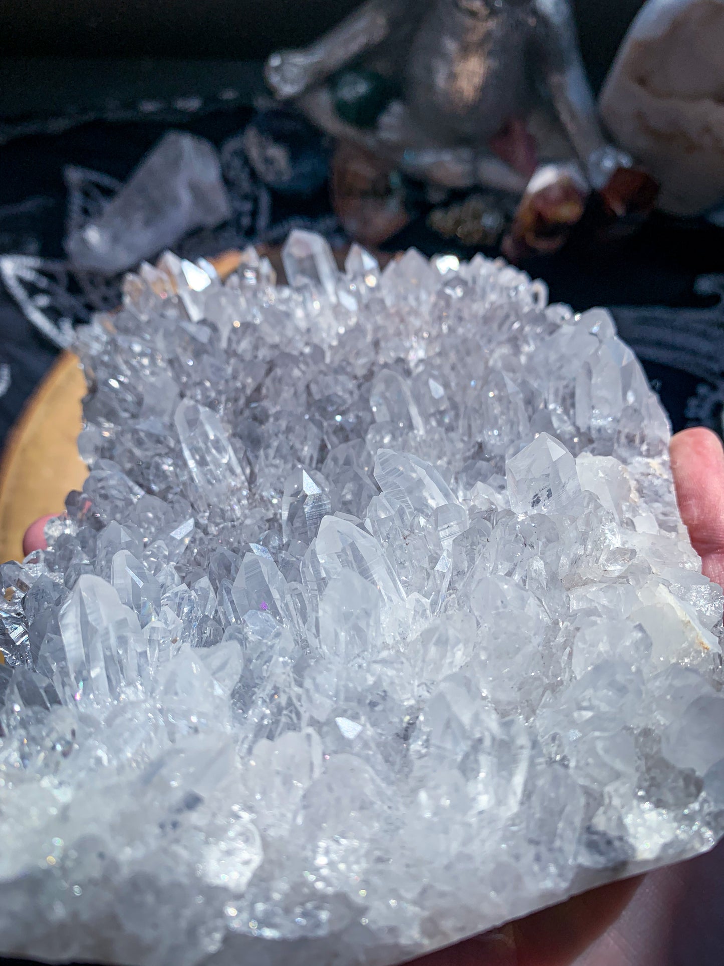 Clear Quartz with Tourmaline Inclusions Cluster #B