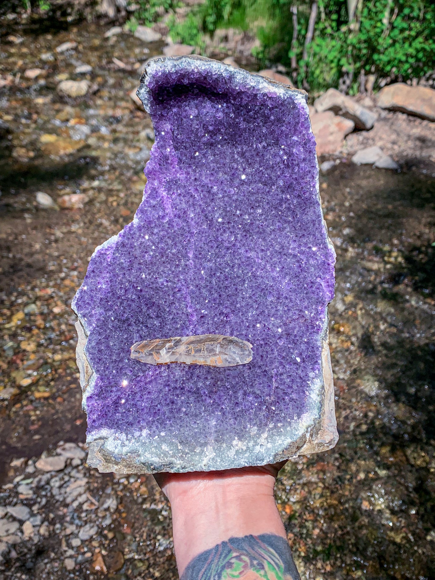 Amethyst with Quartz Geode Cutbase Statement Piece