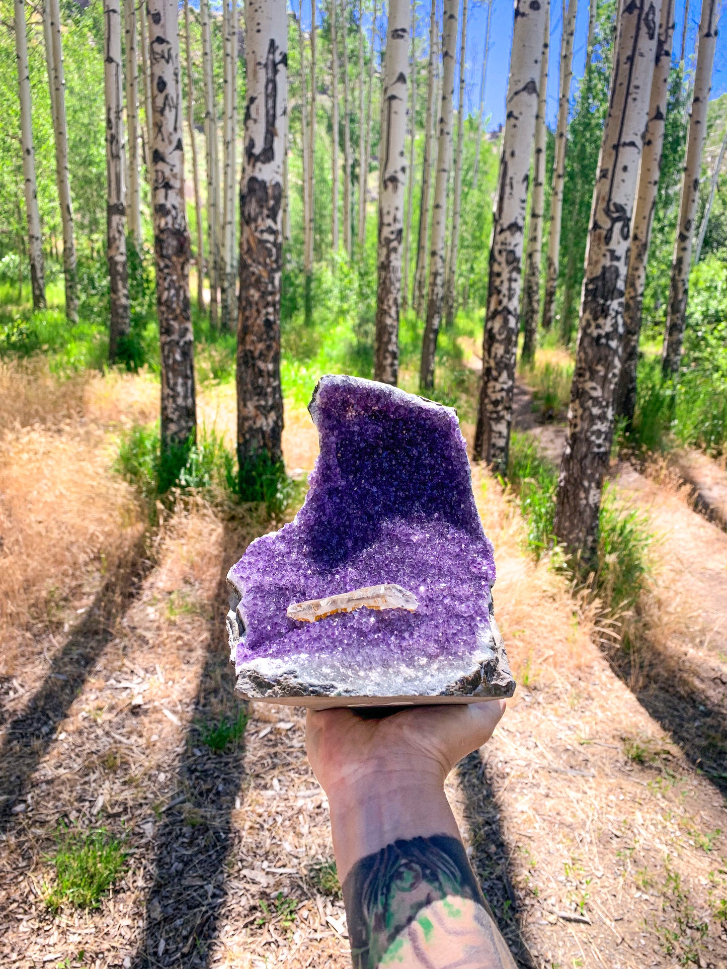 Amethyst with Quartz Geode Cutbase Statement Piece