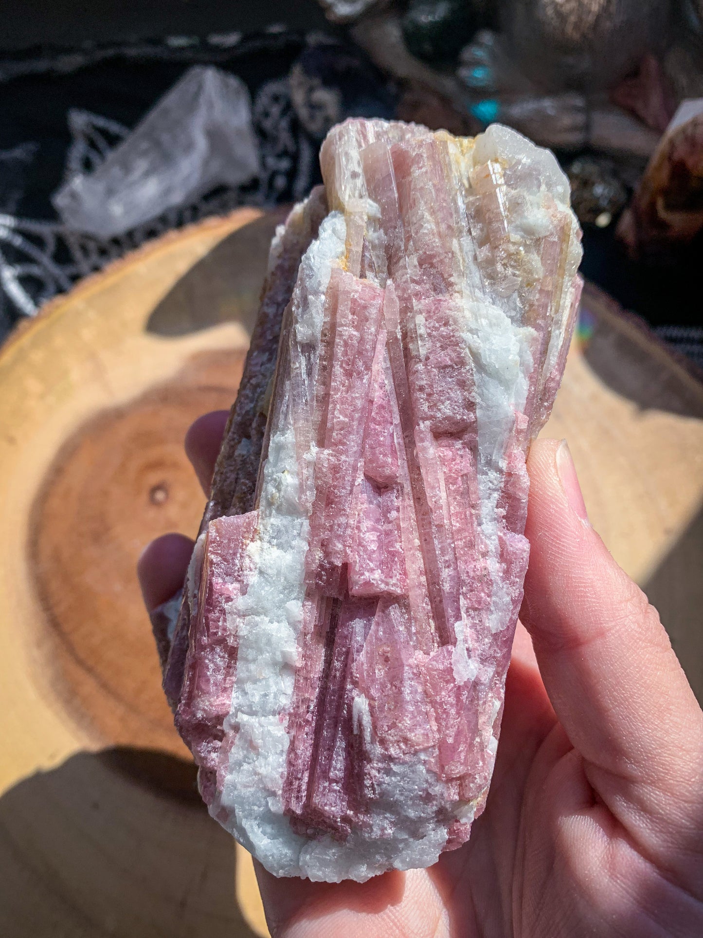 Pink Tourmaline in Quartz Raw #D